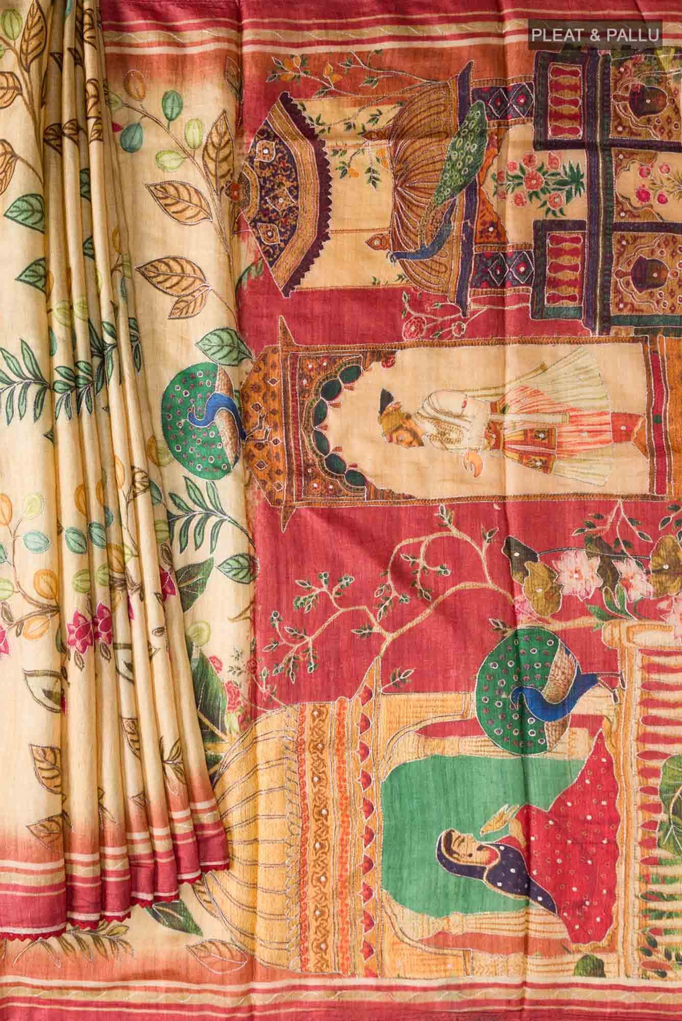 Yellow Tussar Saree
