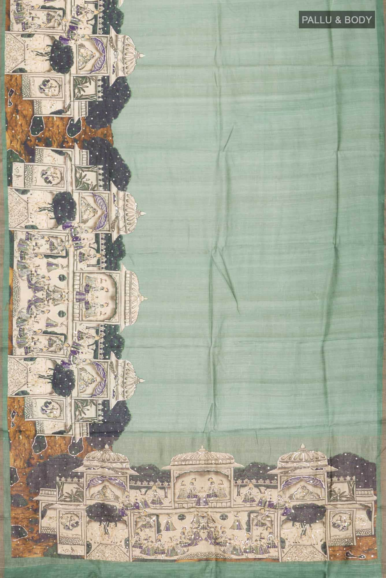 Green Tussar Saree