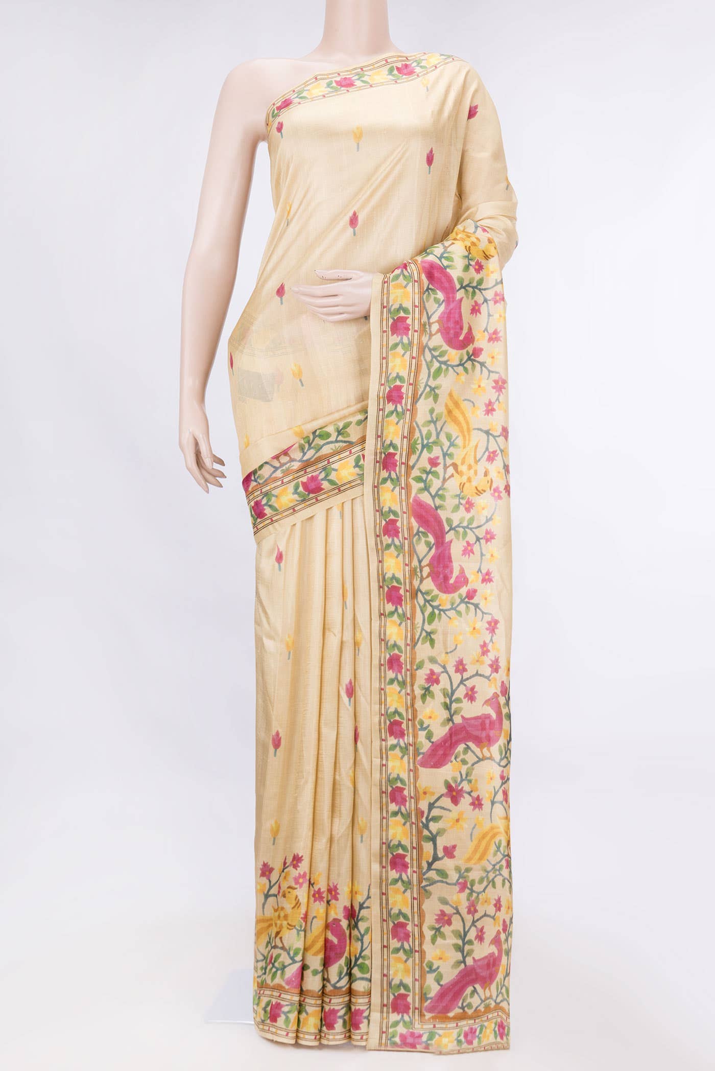 Sandal Dual Tone Tussar Silk Saree