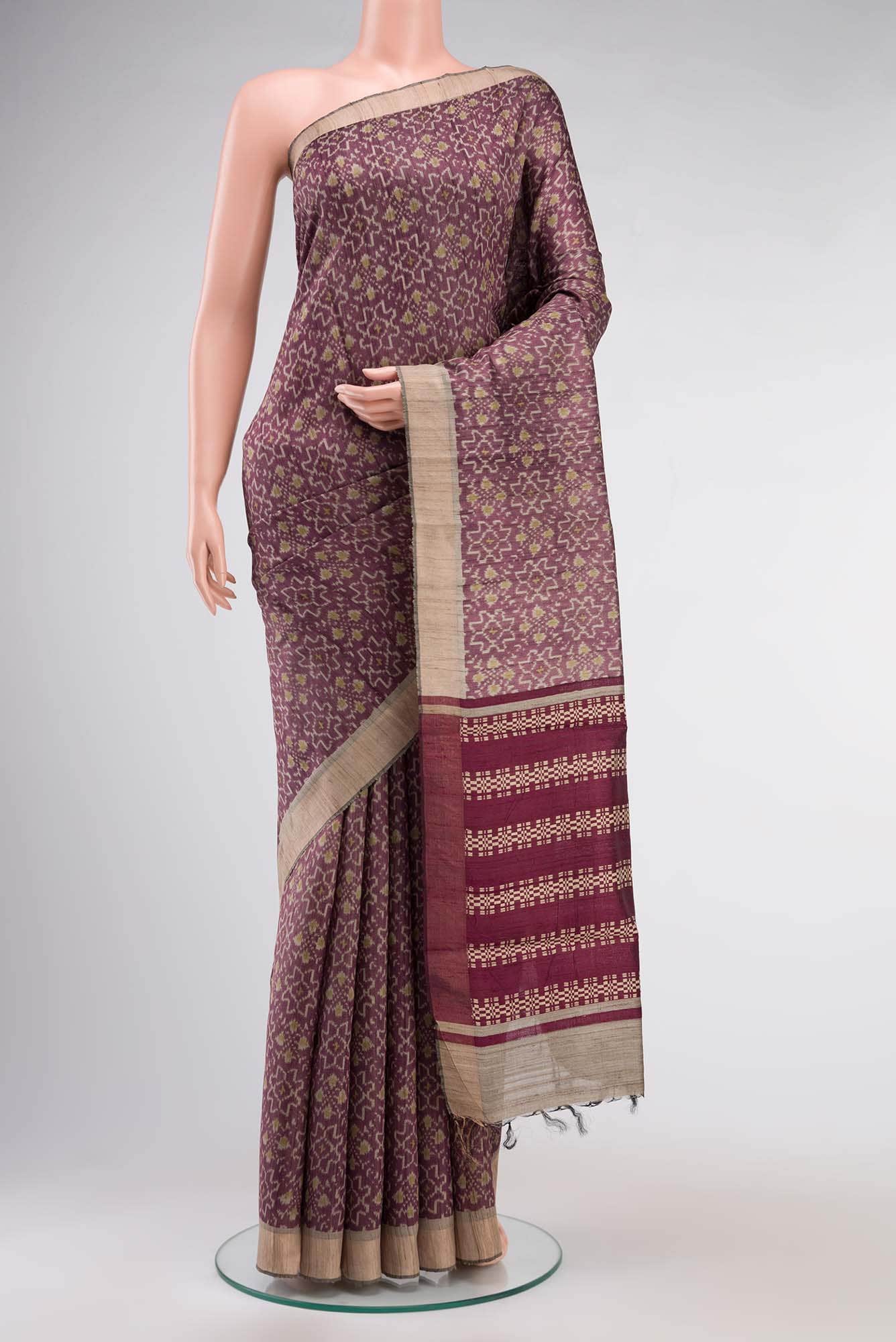 Brown Bhagalpuri Tussar Silk Saree