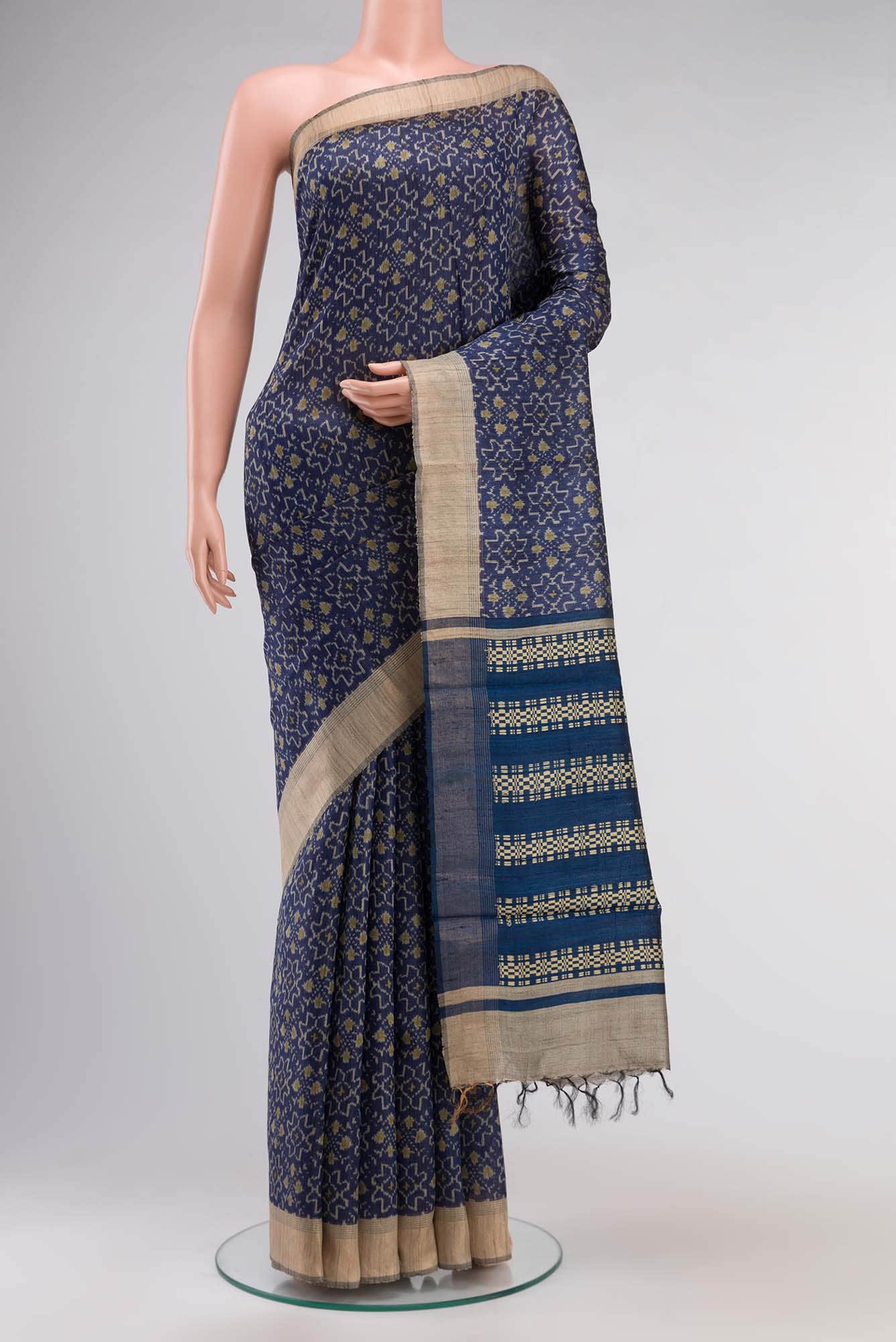 Blue Bhagalpuri Tussar Silk Saree
