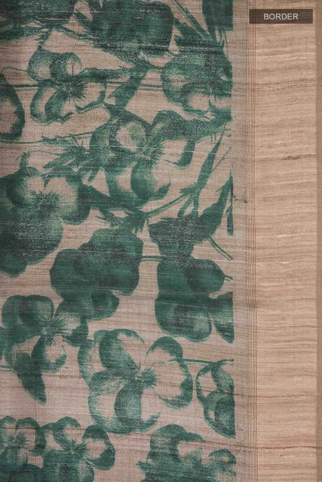 Beige Bhagalpuri Tussar Silk Saree