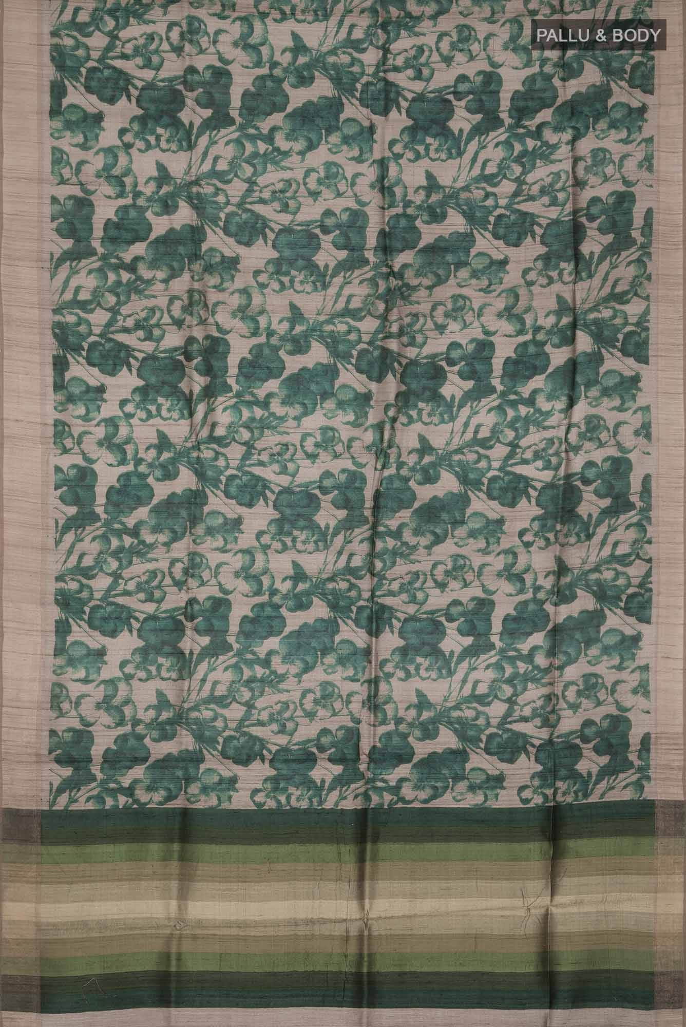 Beige Bhagalpuri Tussar Silk Saree