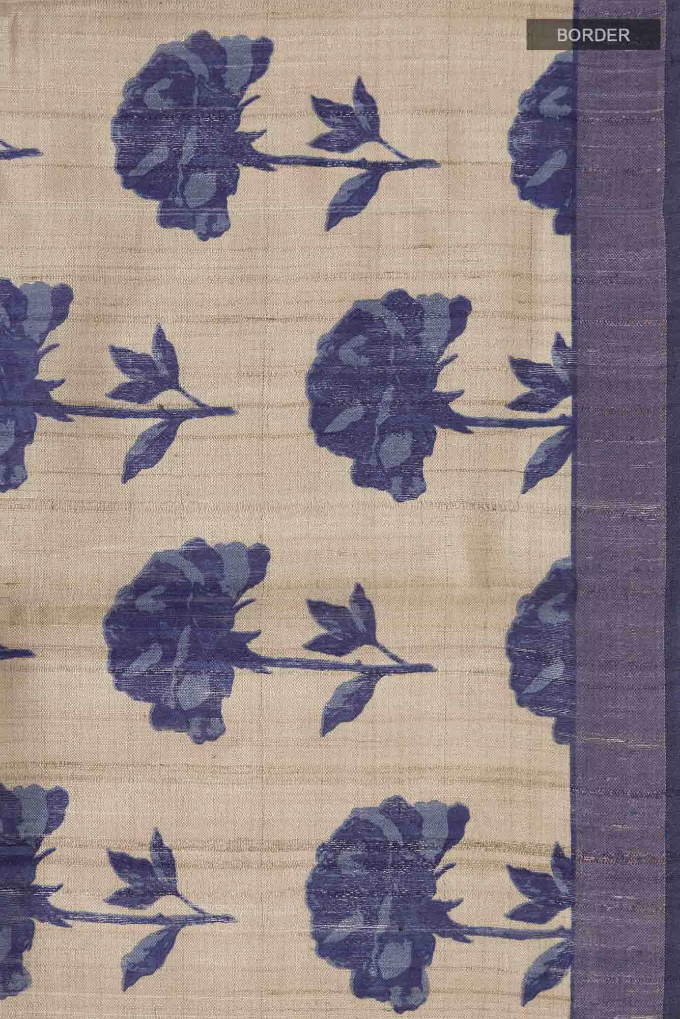 Grey Bhagalpuri Tussar Silk Saree