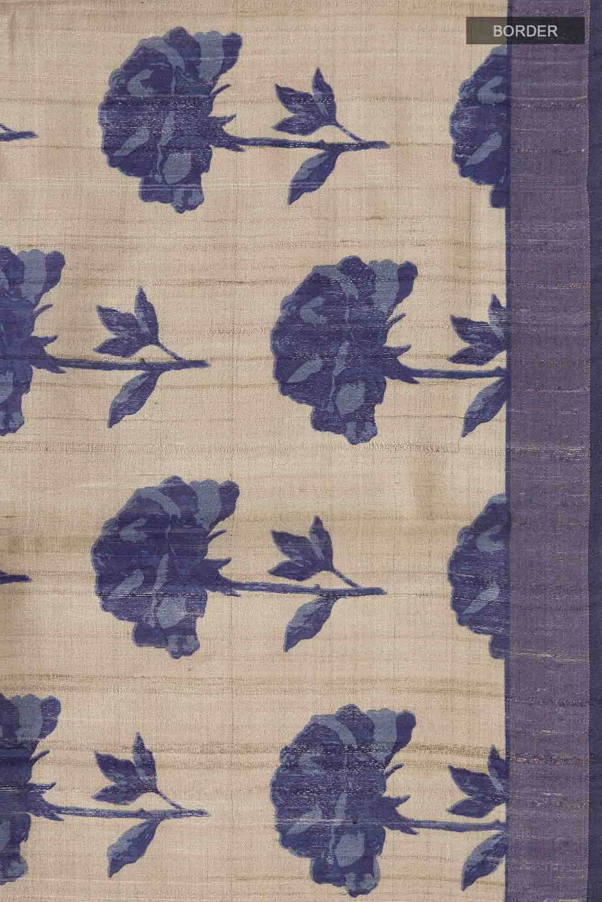 Grey Bhagalpuri Tussar Silk Saree