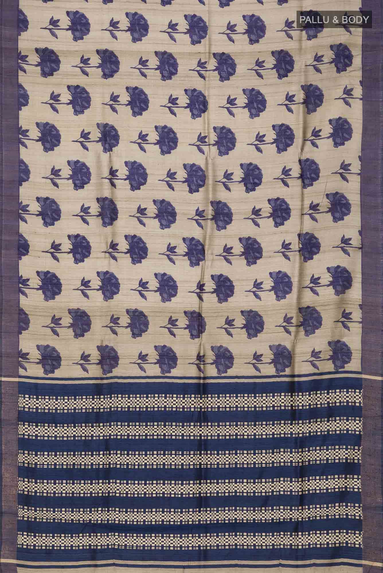 Grey Bhagalpuri Tussar Silk Saree