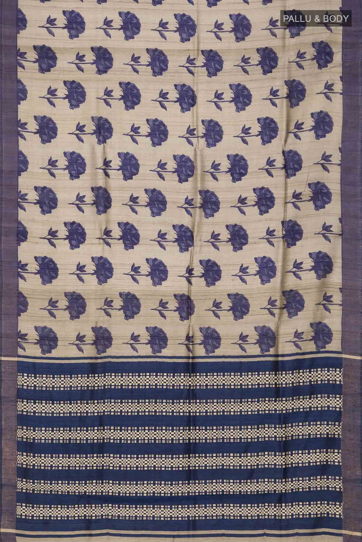 Grey Bhagalpuri Tussar Silk Saree