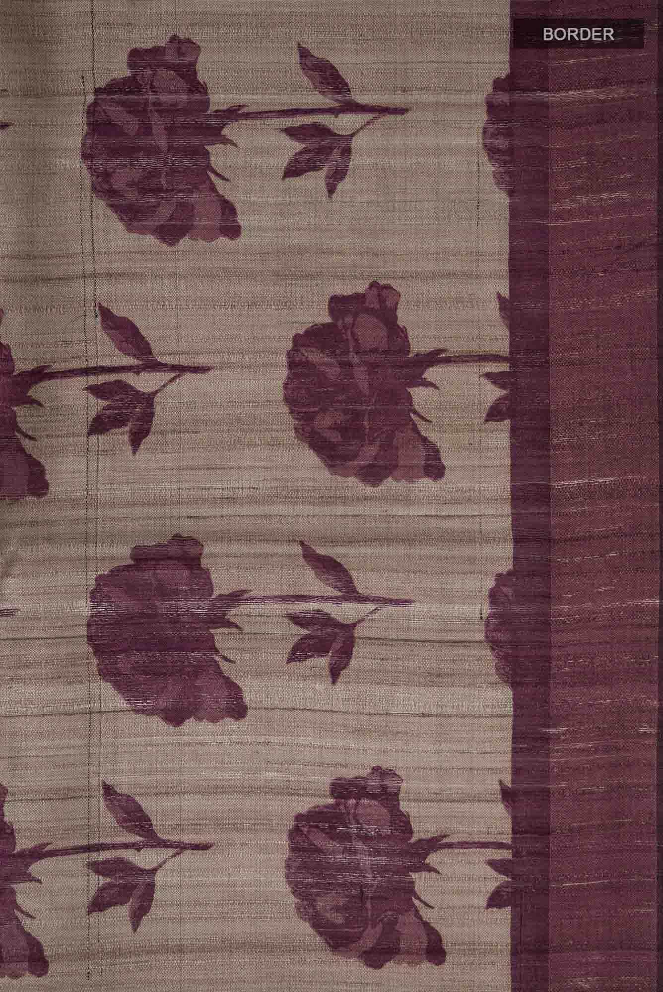 Grey Bhagalpuri Tussar Silk Saree