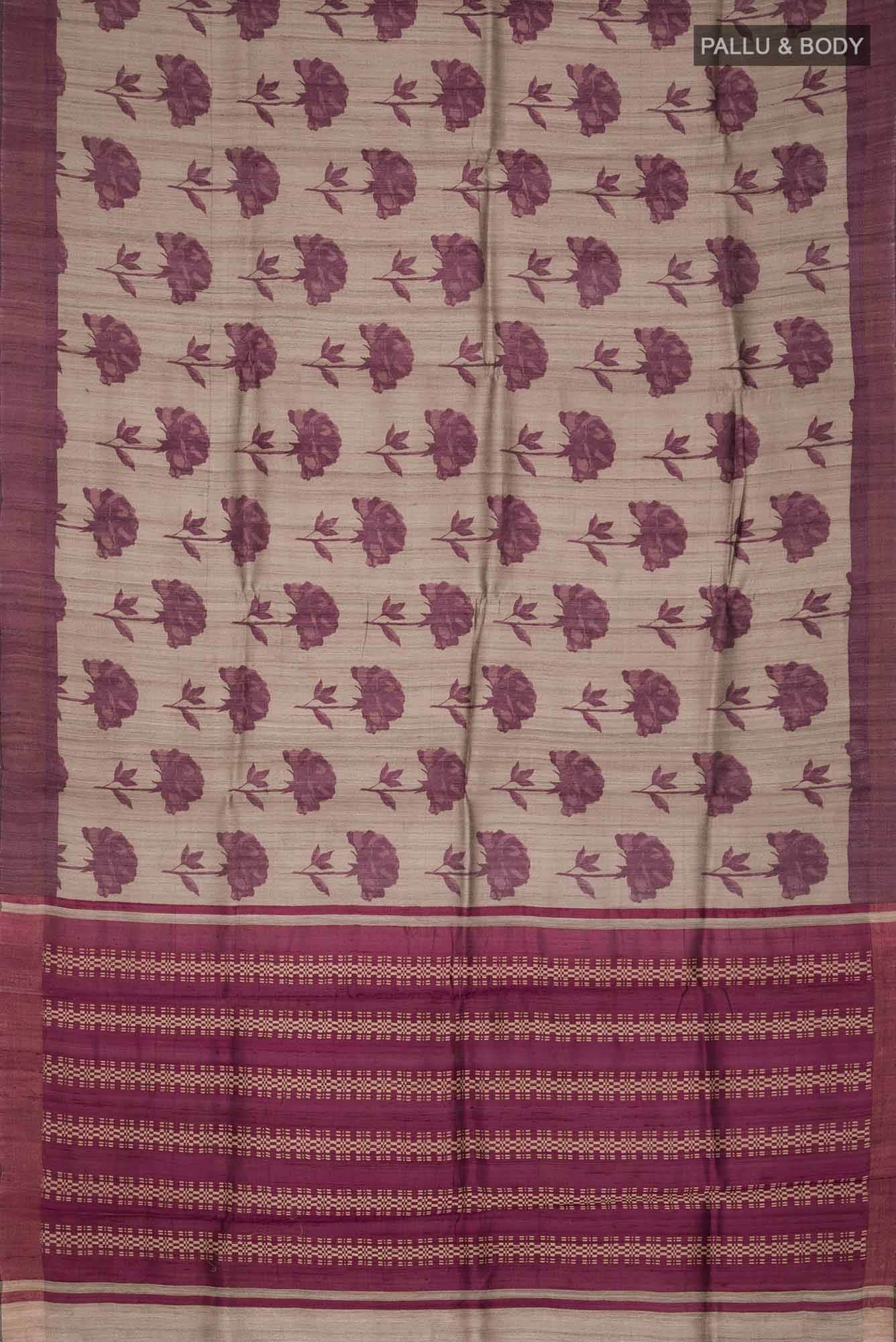 Grey Bhagalpuri Tussar Silk Saree