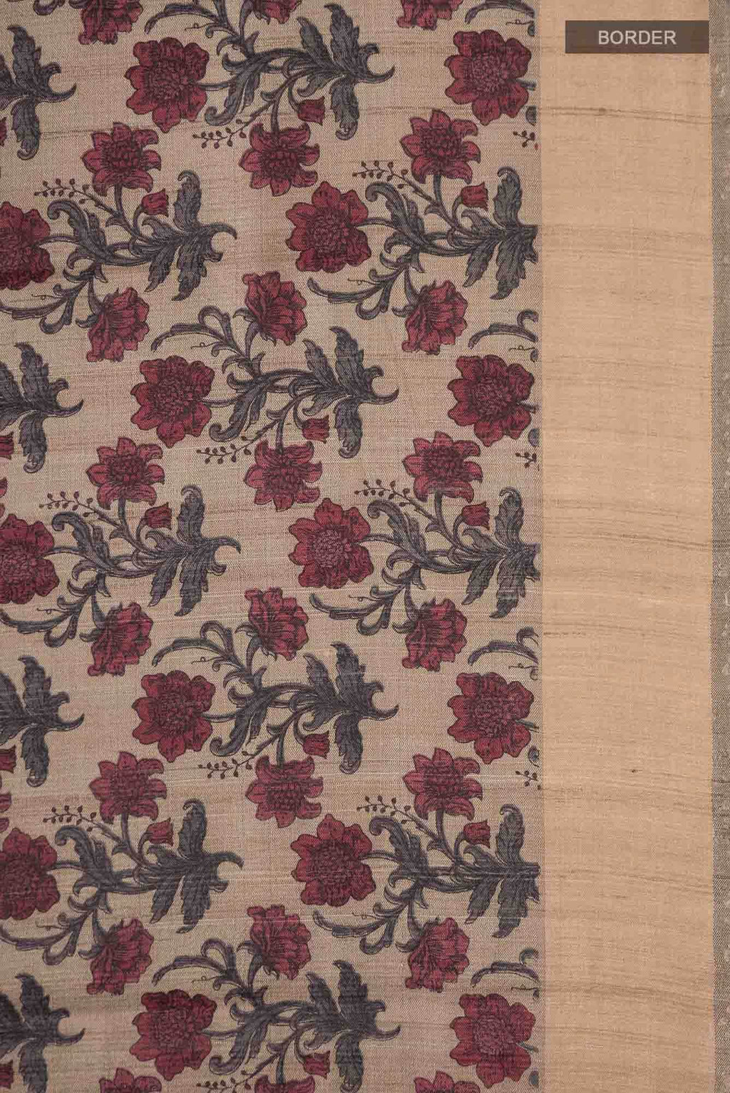 Grey Bhagalpuri Tussar Silk Saree