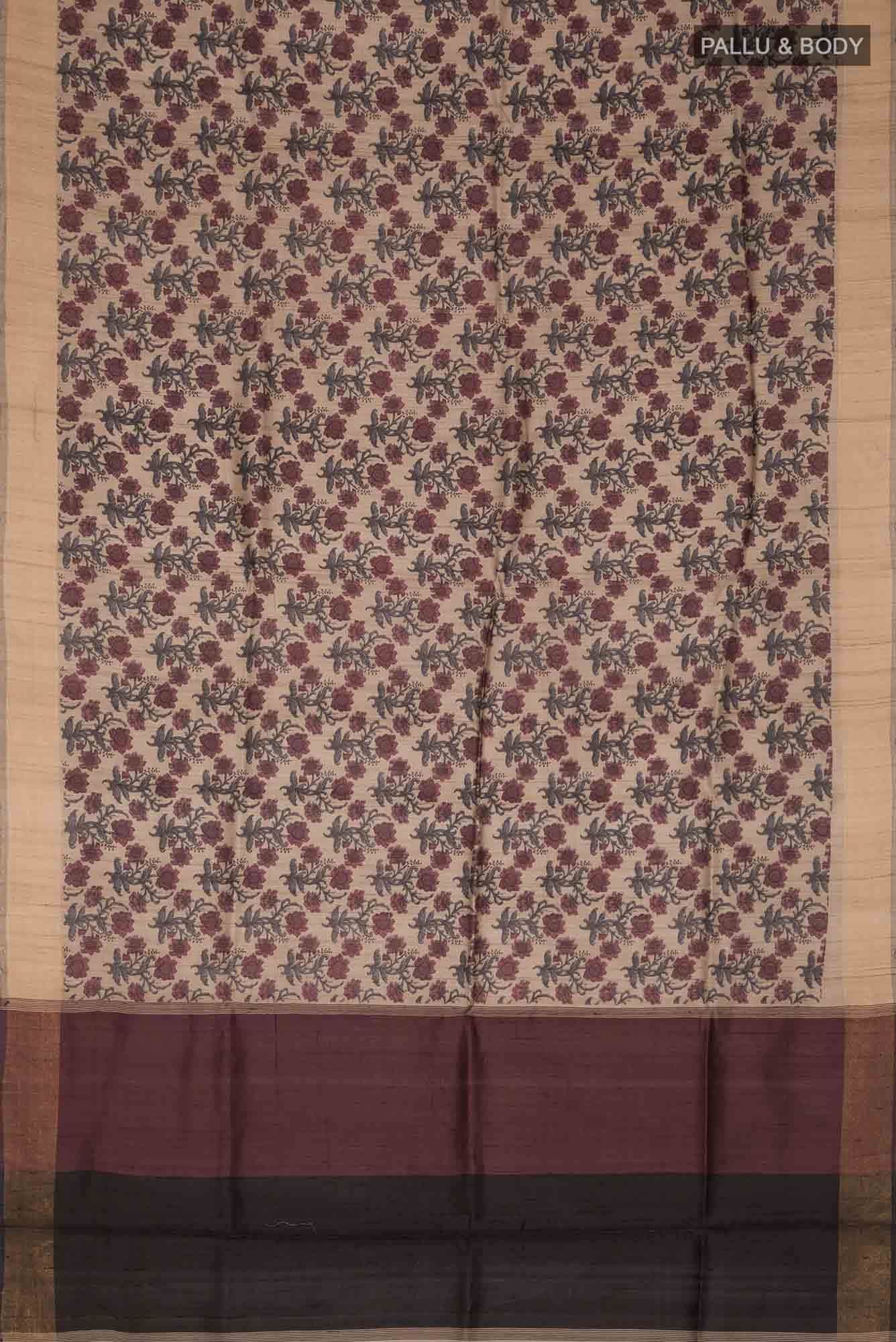 Grey Bhagalpuri Tussar Silk Saree