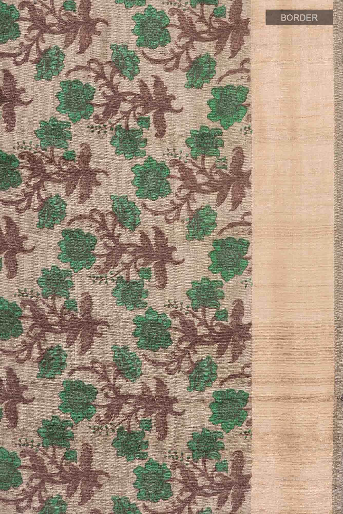 Grey Bhagalpuri Tussar Silk Saree