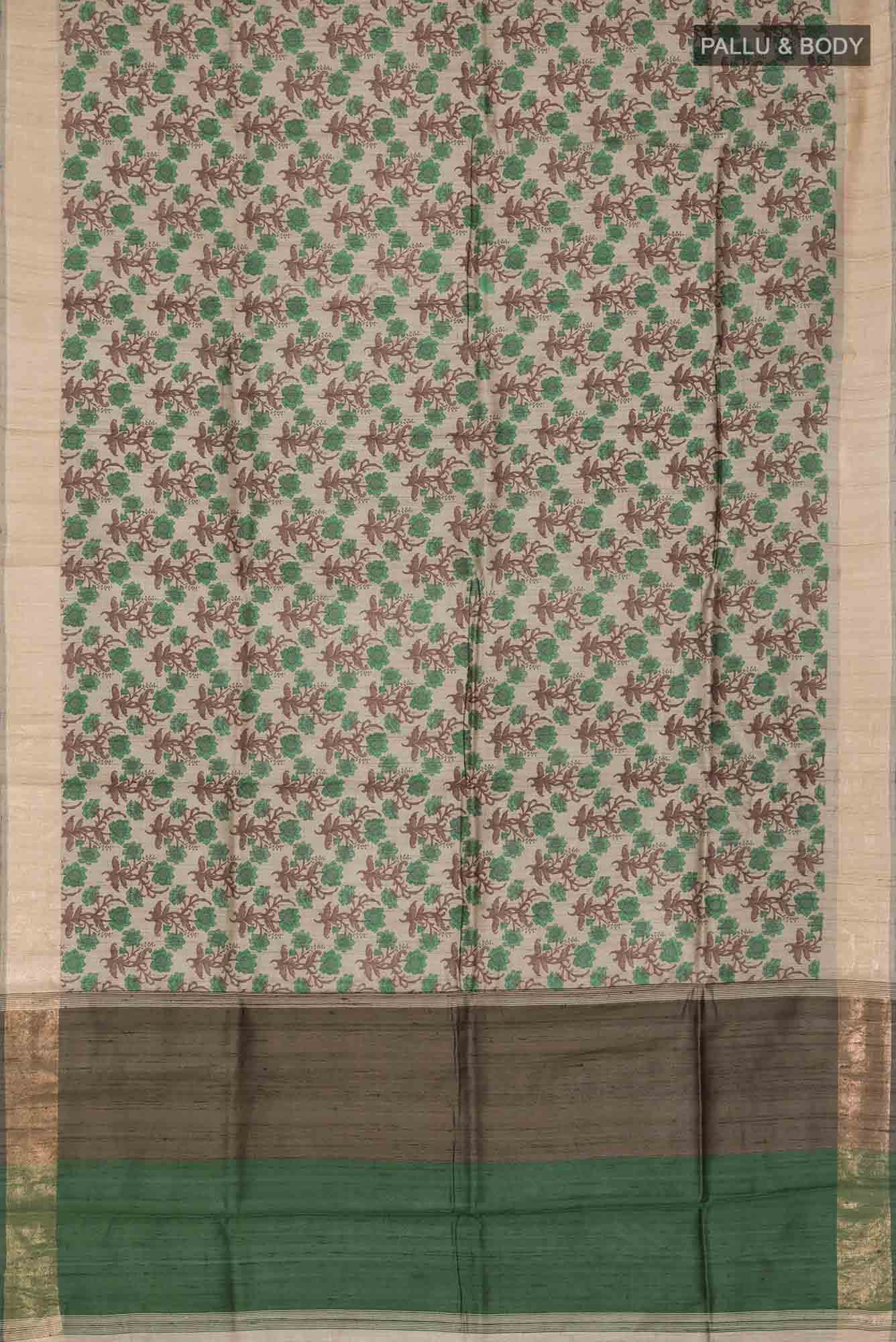 Grey Bhagalpuri Tussar Silk Saree
