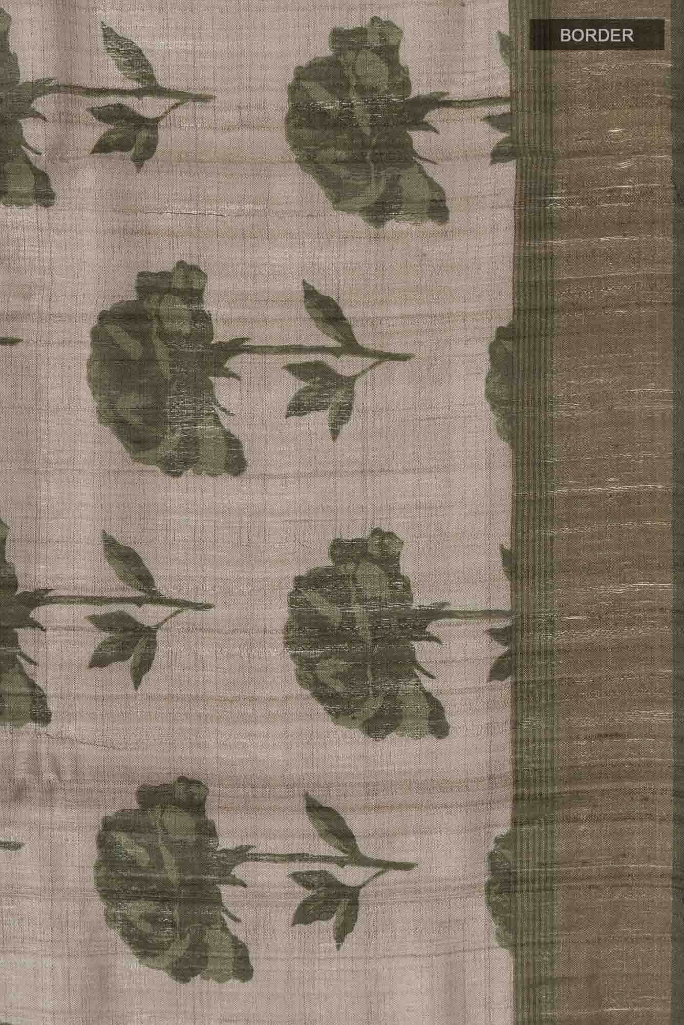 Grey Bhagalpuri Tussar Silk Saree