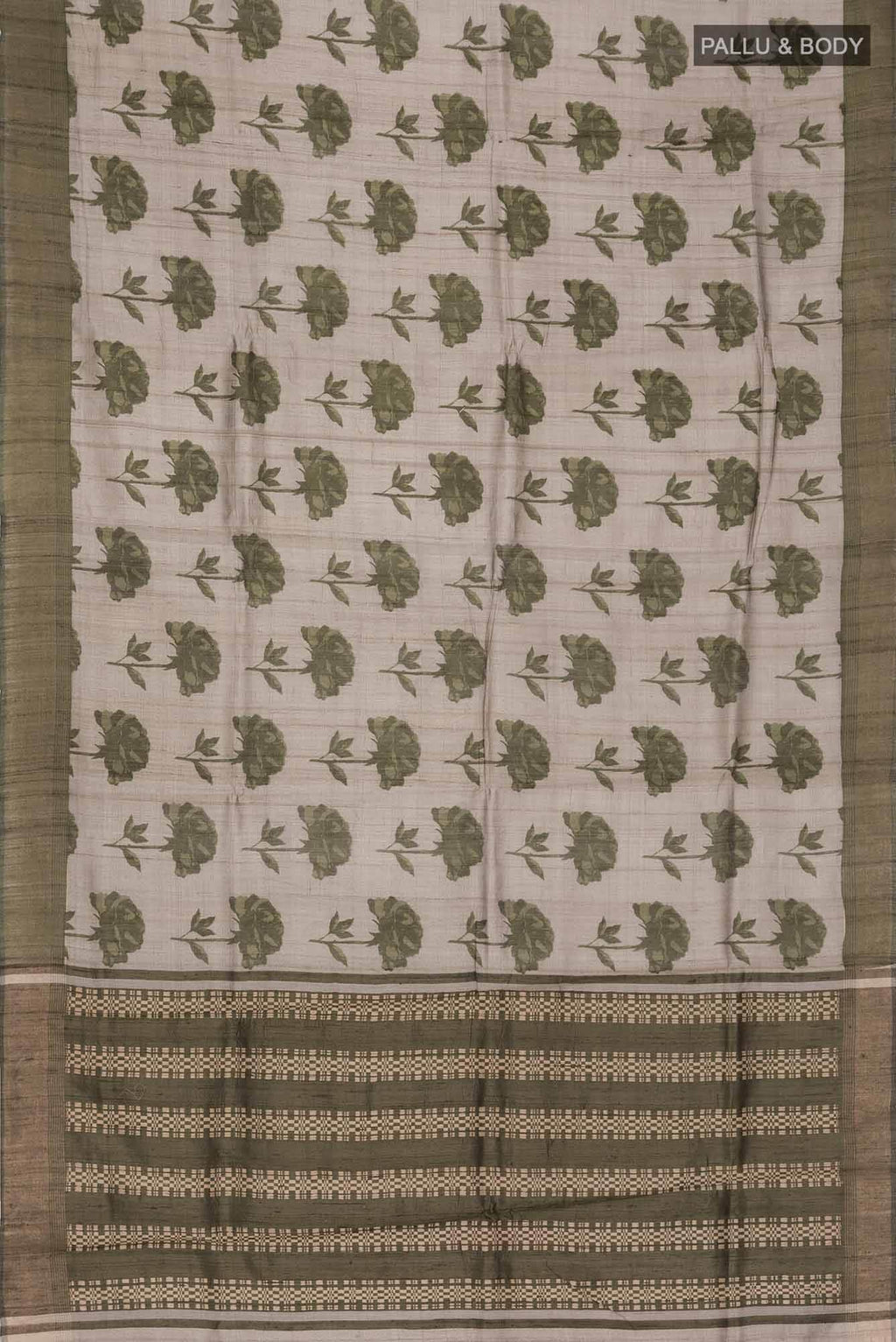 Grey Bhagalpuri Tussar Silk Saree