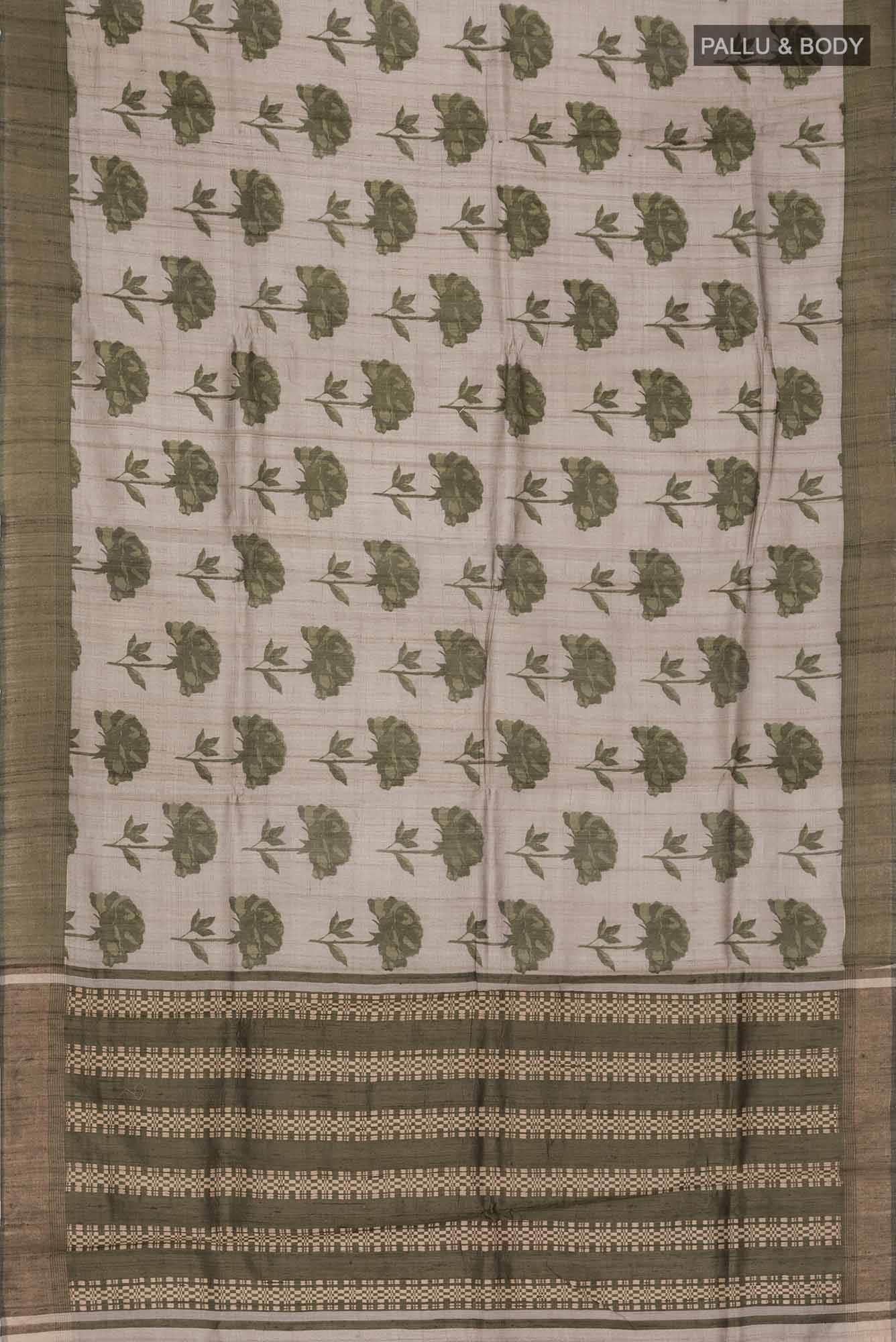 Grey Bhagalpuri Tussar Silk Saree