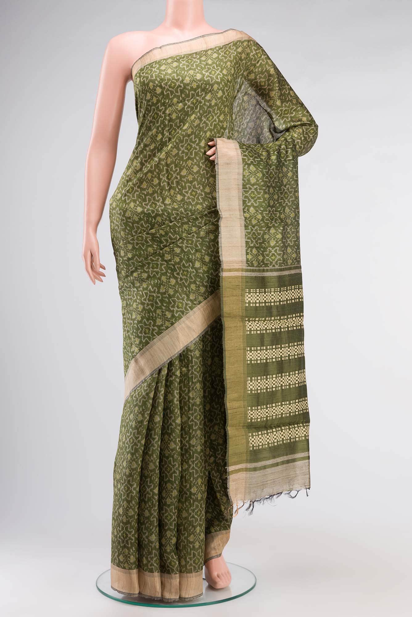 Green Bhagalpuri Tussar Silk Saree