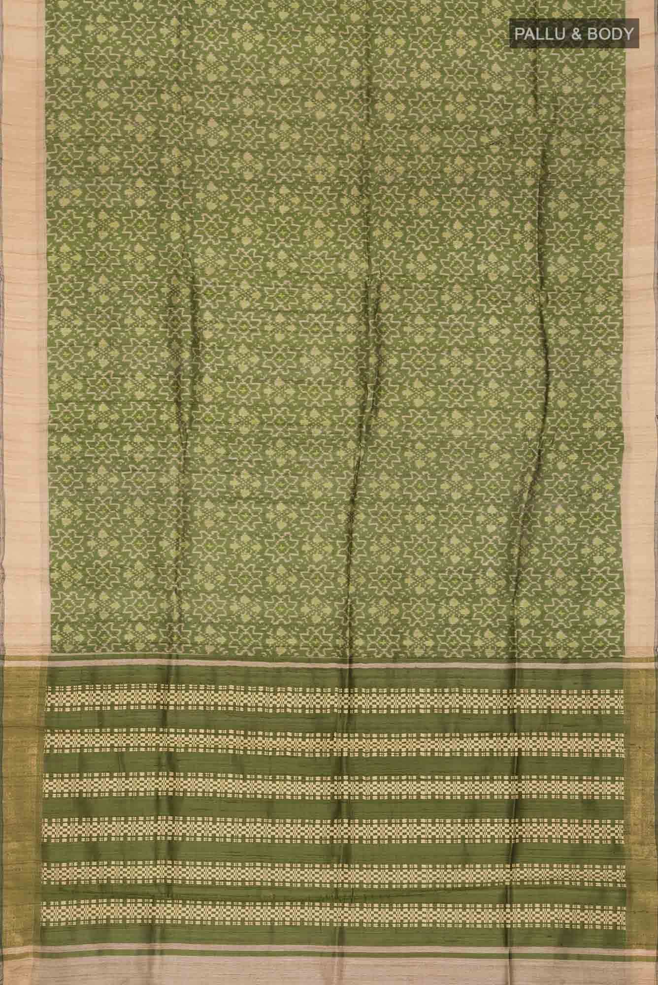 Green Bhagalpuri Tussar Silk Saree