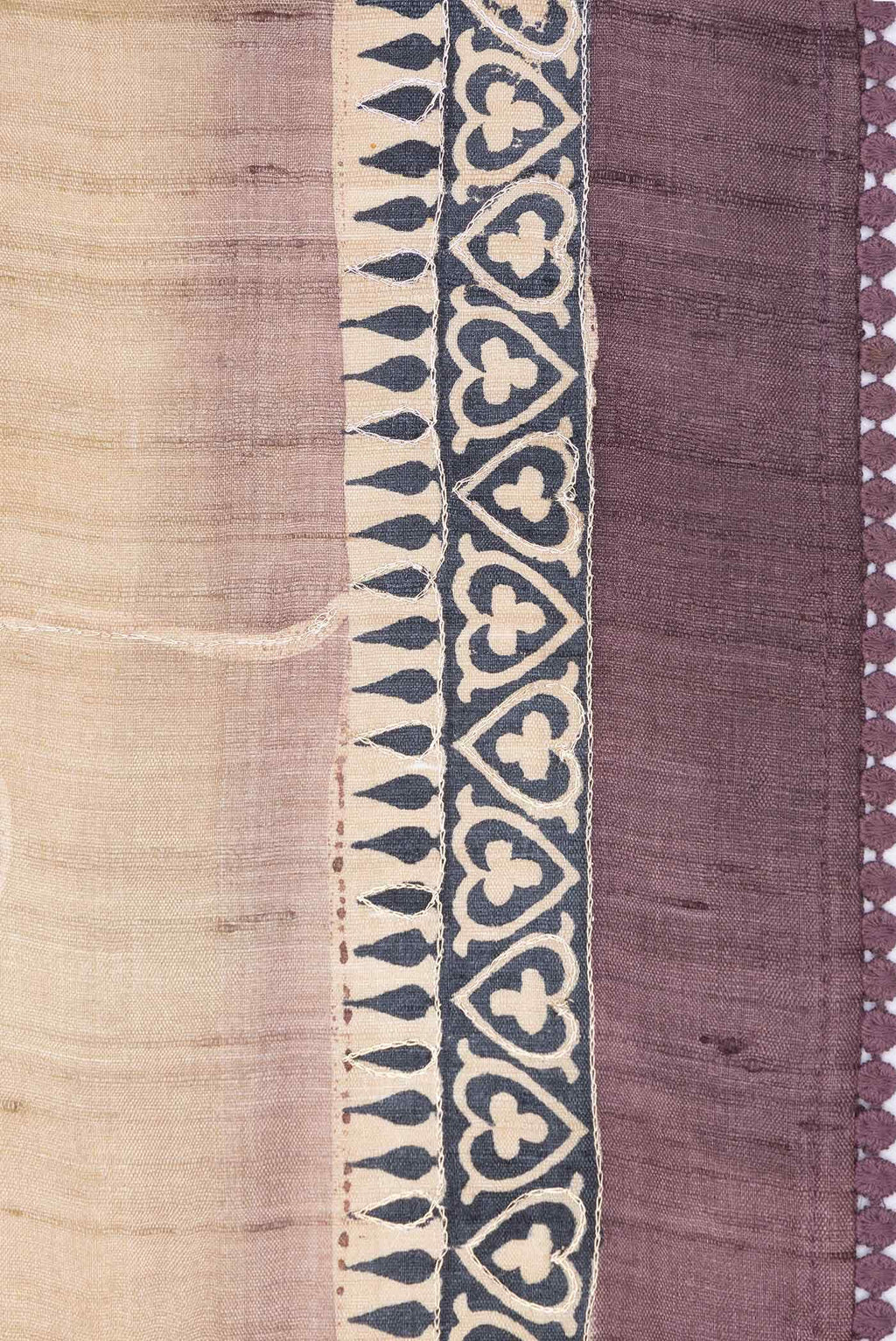 Beige Tussar Silk Saree