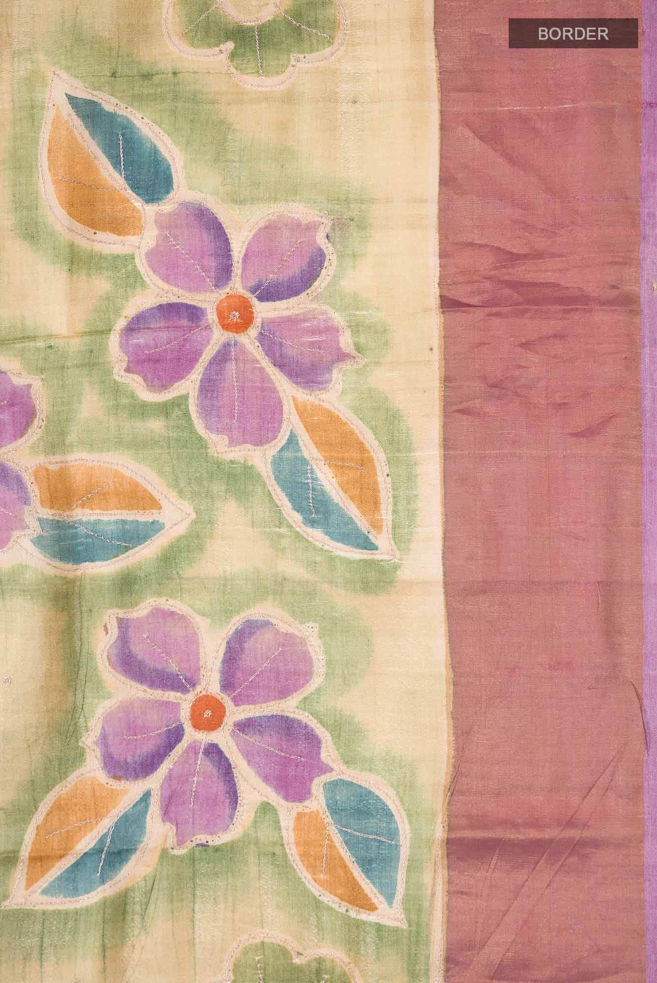Green Bhagalpuri Tussar Silk Saree