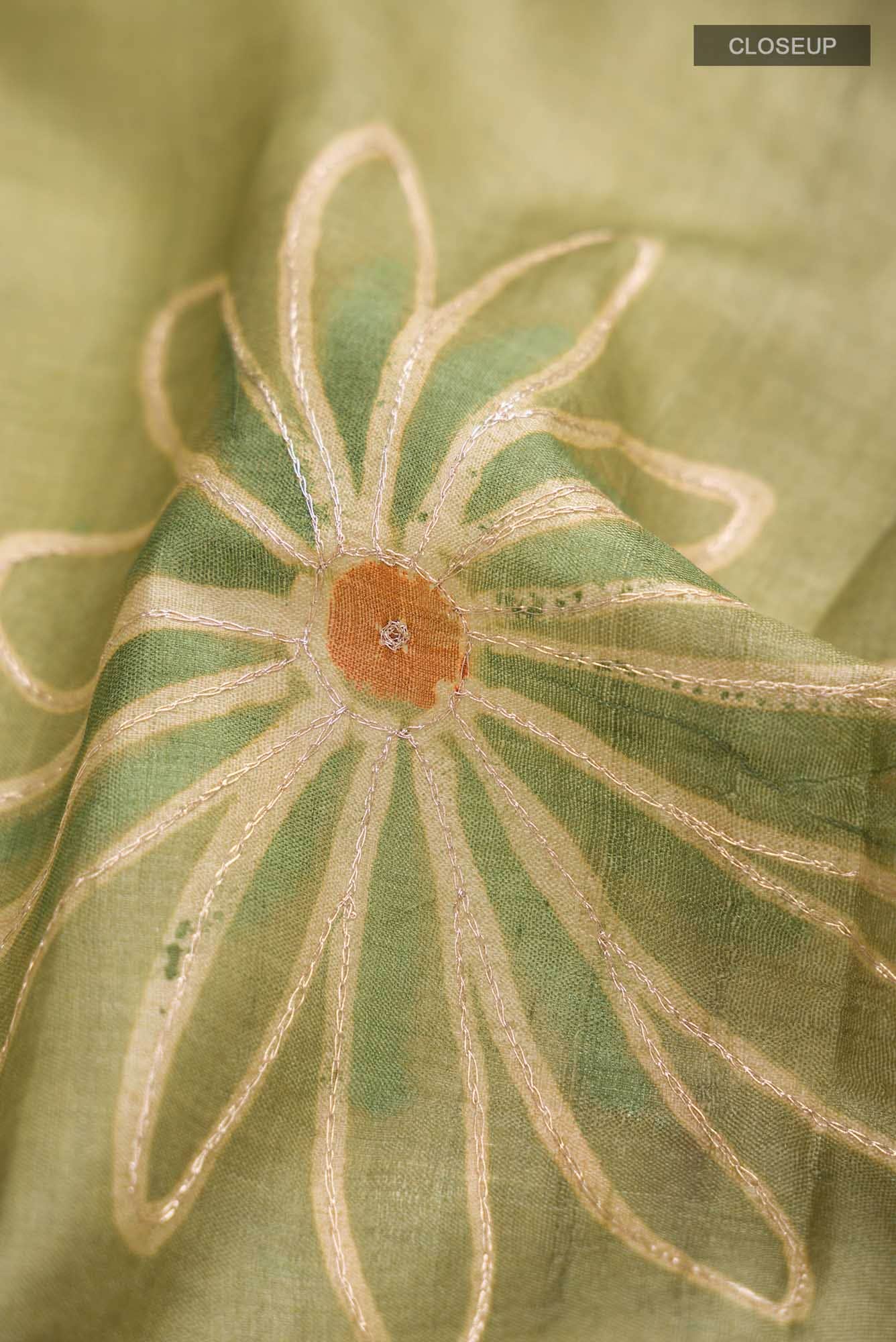 Green Bhagalpuri Tussar Silk Saree