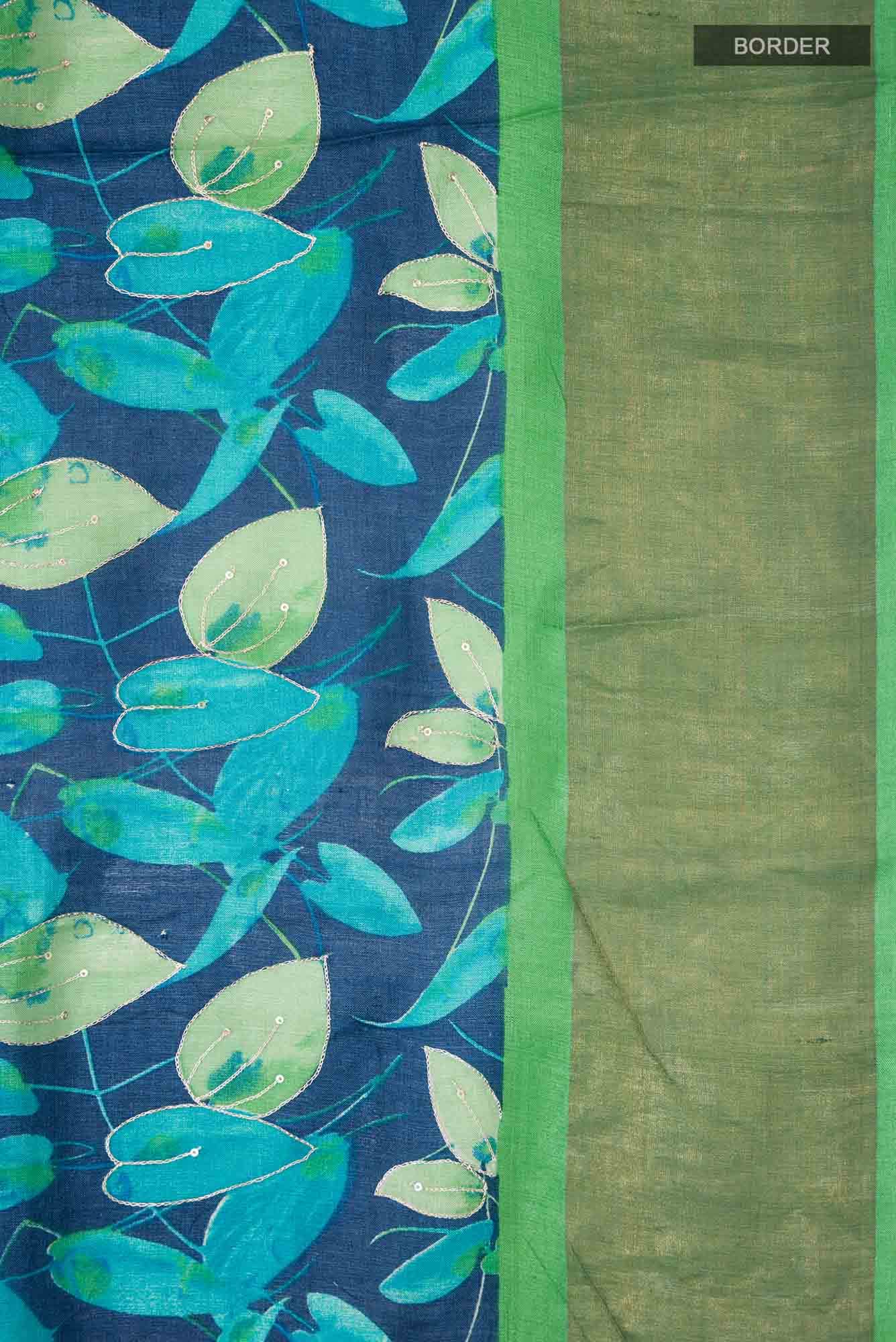 Blue Bhagalpuri Tussar Silk Saree