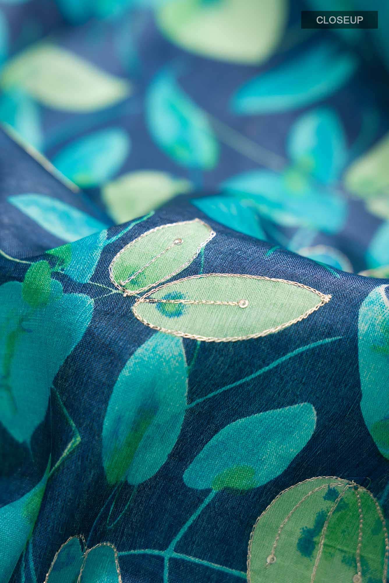 Blue Bhagalpuri Tussar Silk Saree