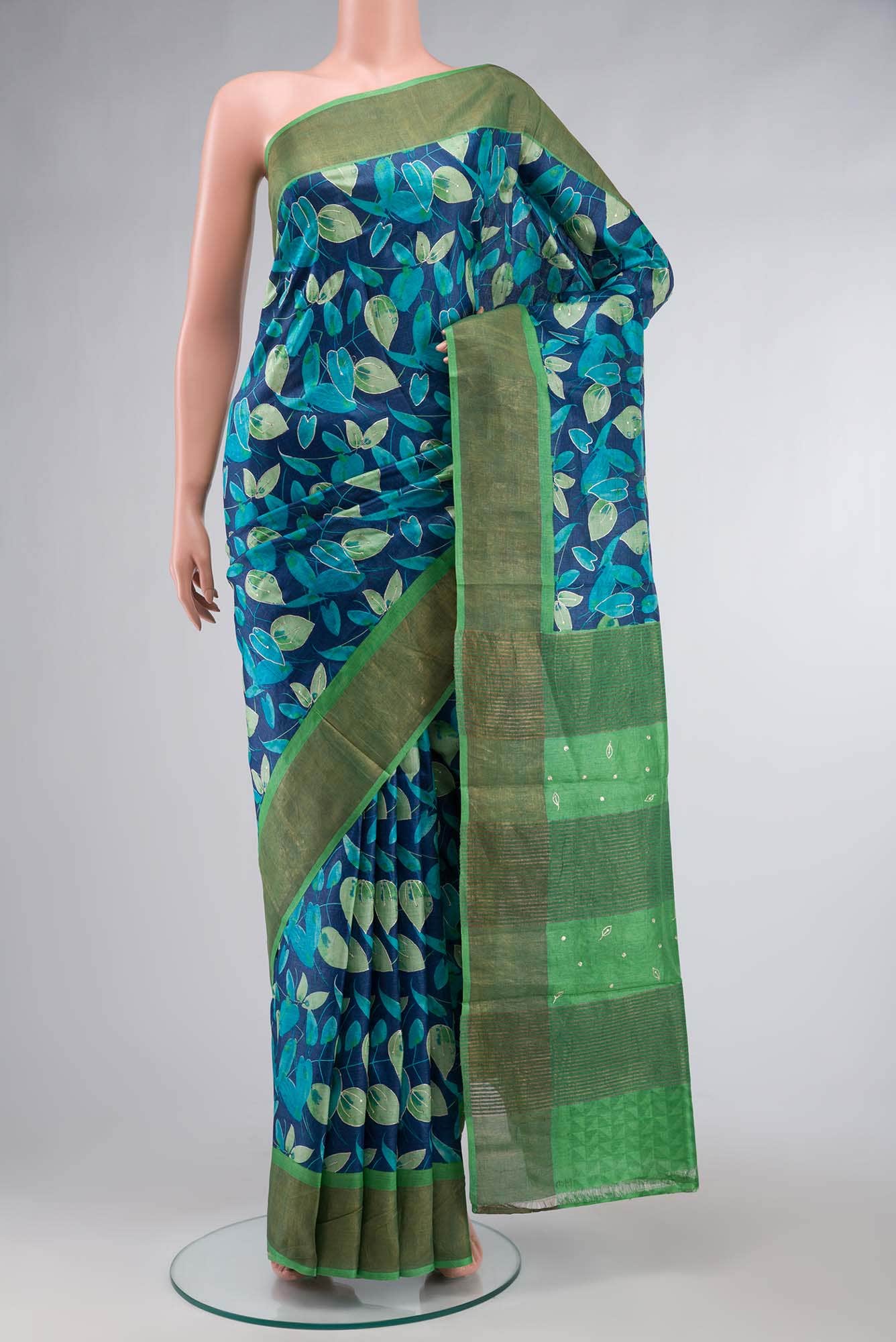 Blue Bhagalpuri Tussar Silk Saree