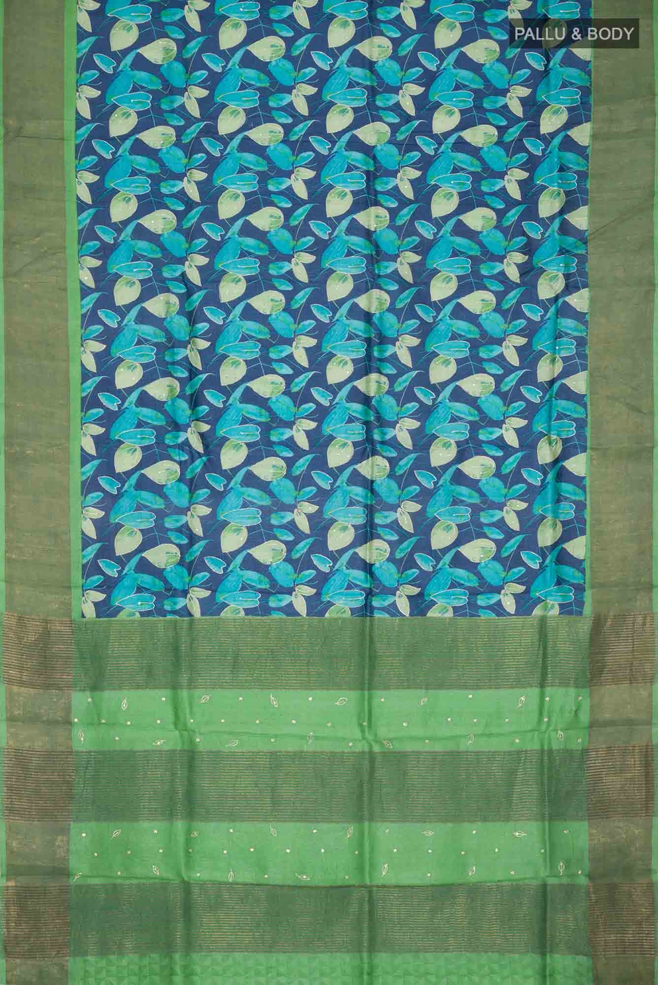 Blue Bhagalpuri Tussar Silk Saree