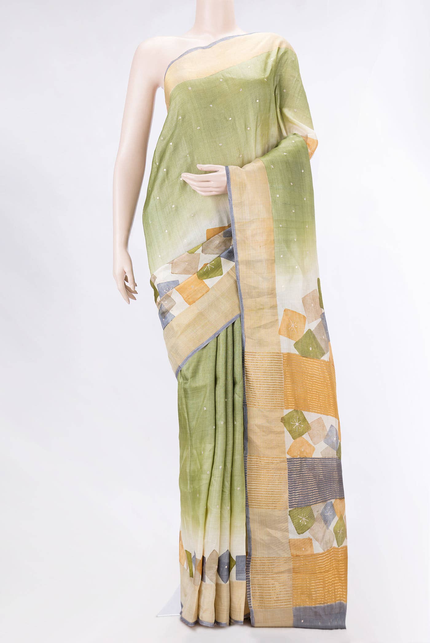 Green Dual Tone Tussar Silk Saree