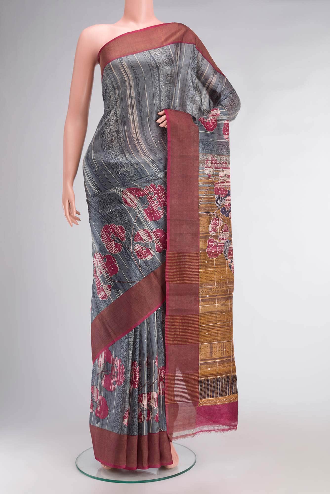 Grey Tussar Saree
