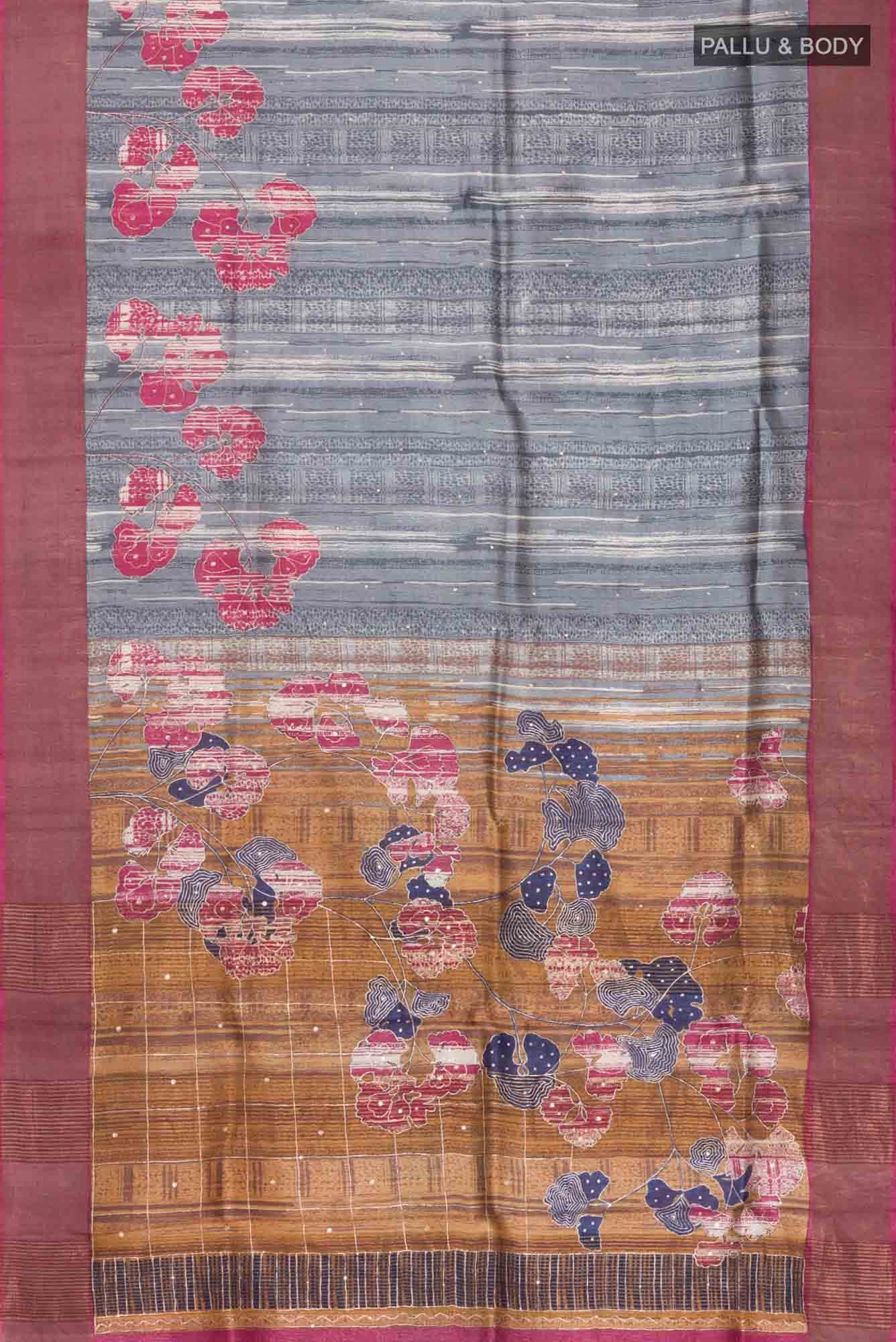 Grey Tussar Saree