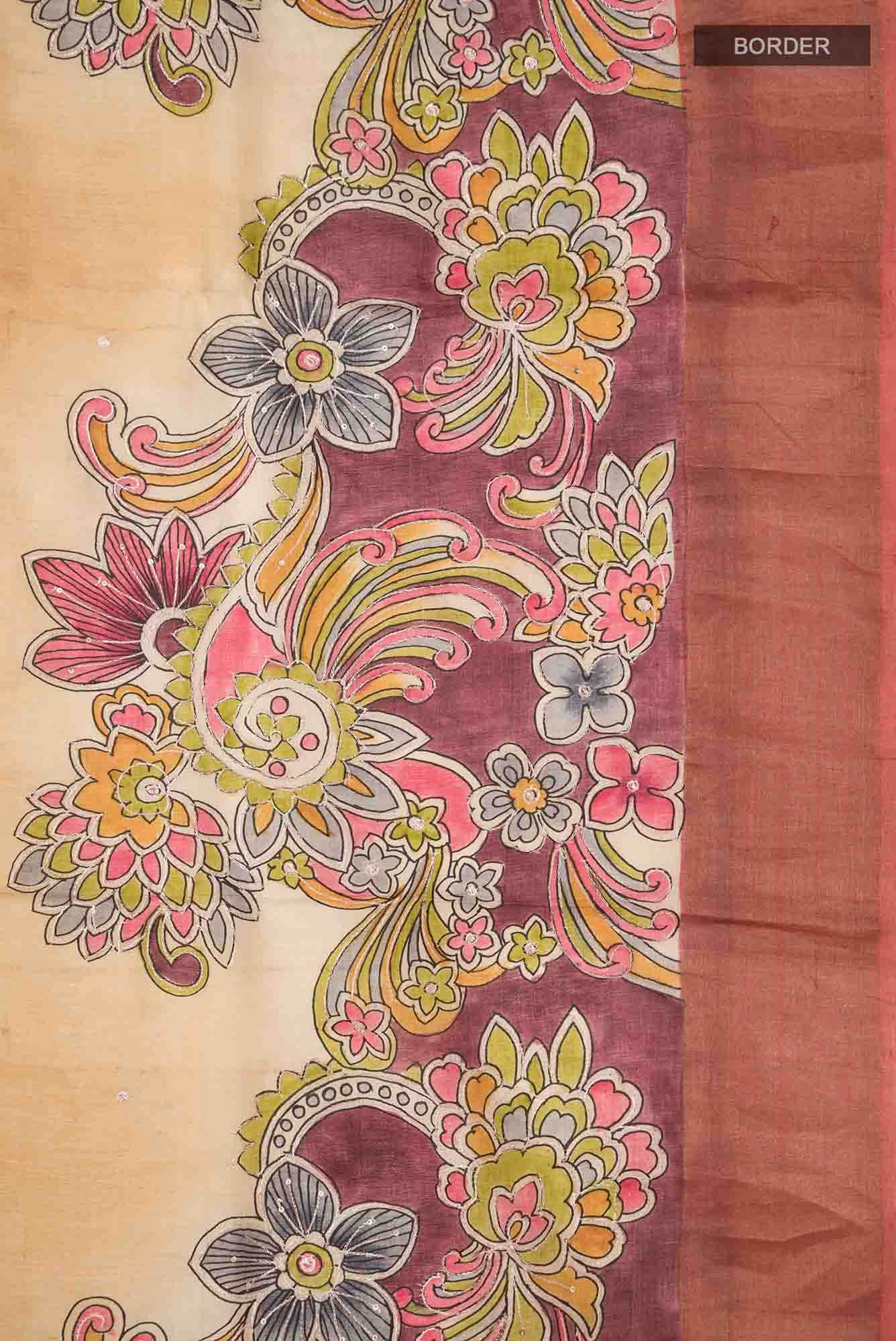 Yellow Bhagalpuri Tussar Silk Saree