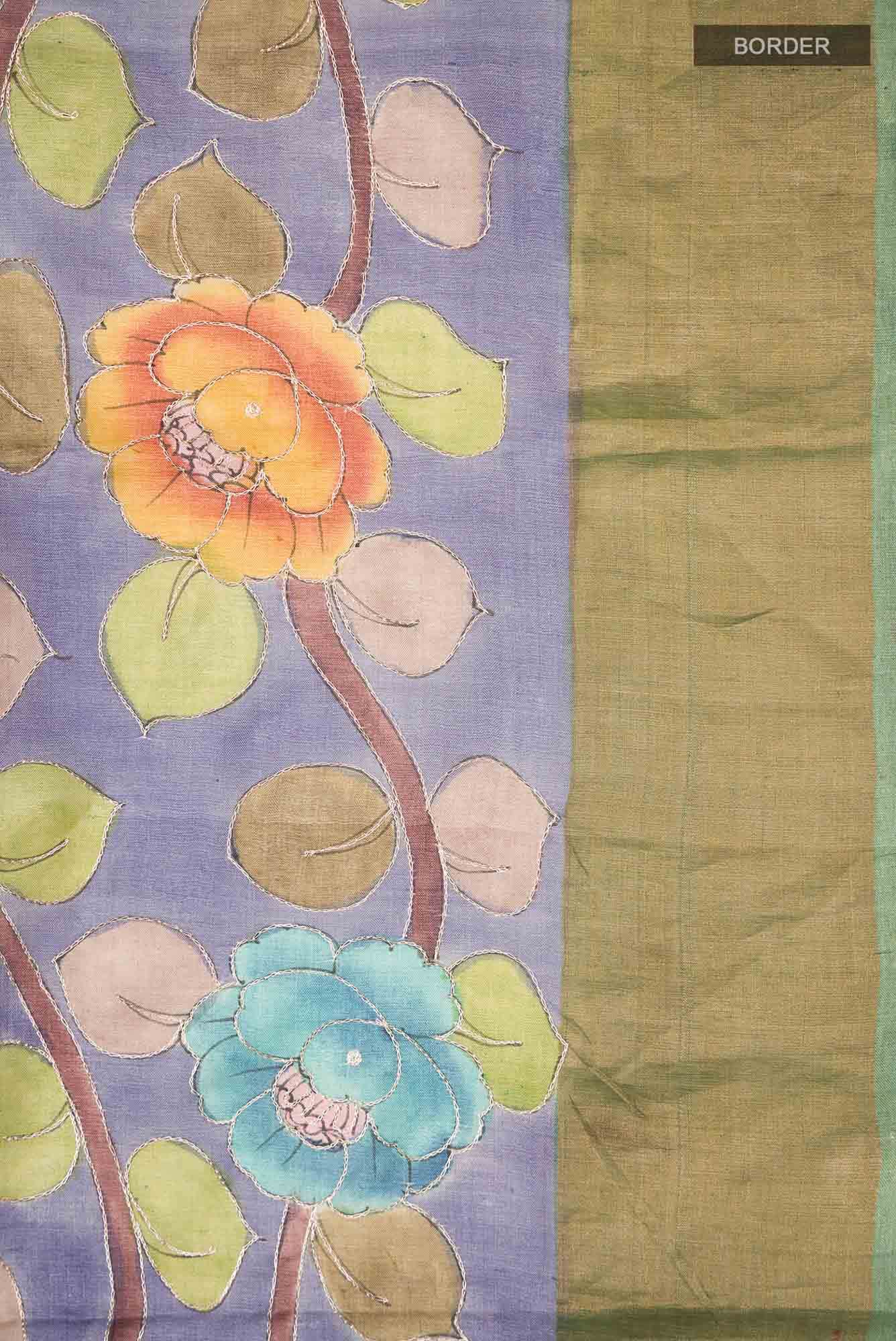 Blue Bhagalpuri Tussar Silk Saree
