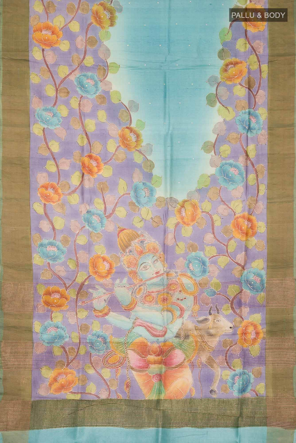 Blue Bhagalpuri Tussar Silk Saree