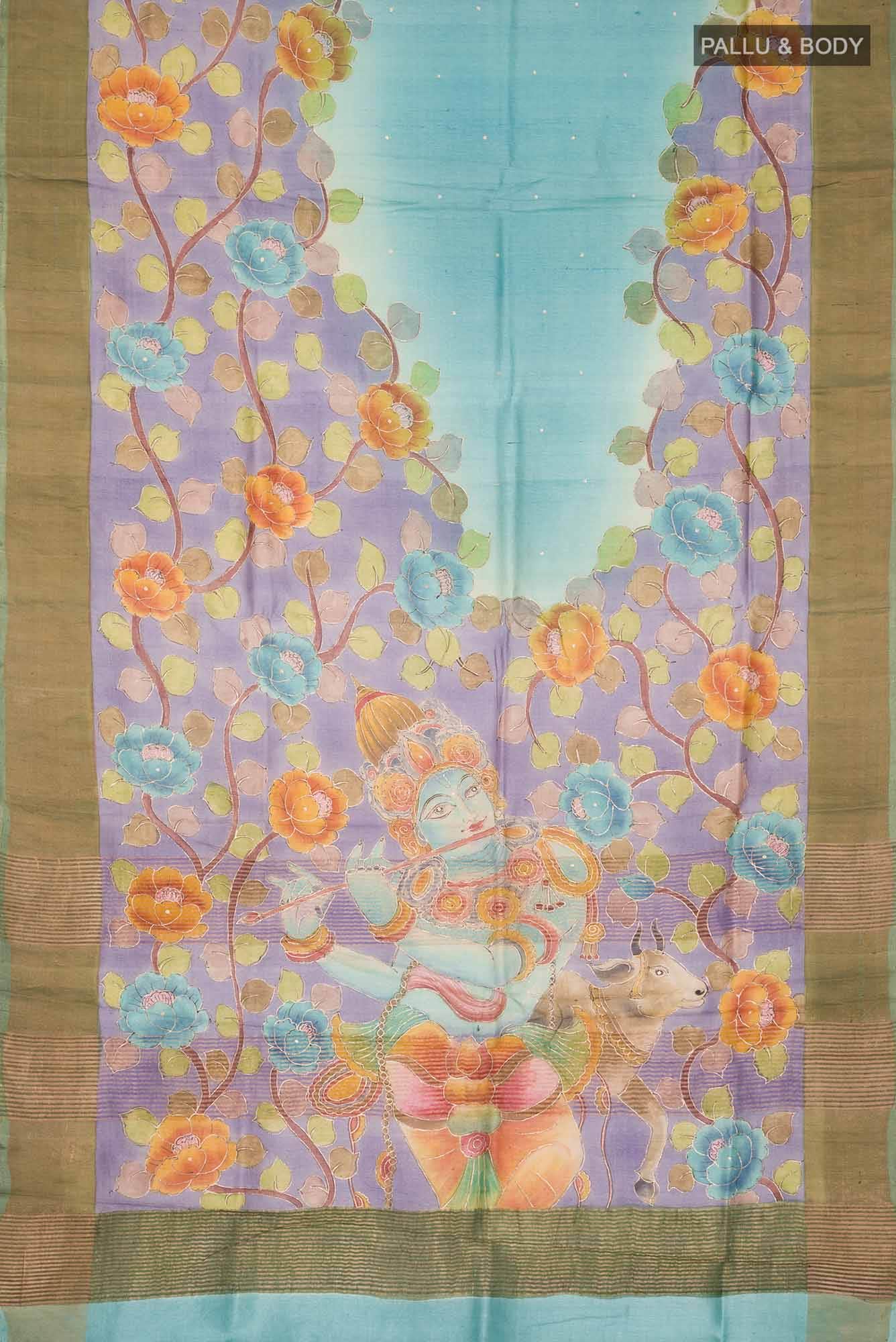 Blue Bhagalpuri Tussar Silk Saree