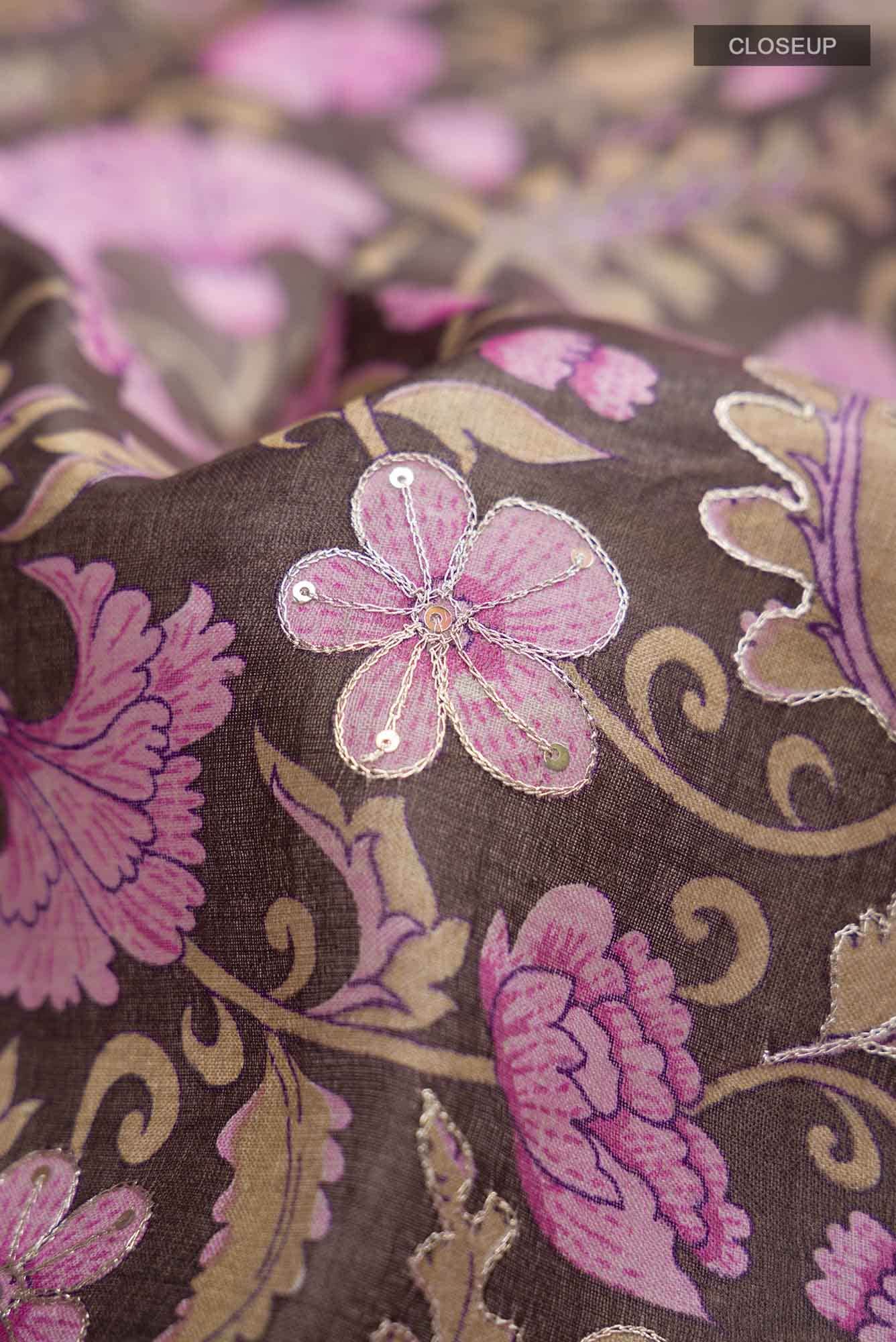 Brown Bhagalpuri Tussar Silk Saree