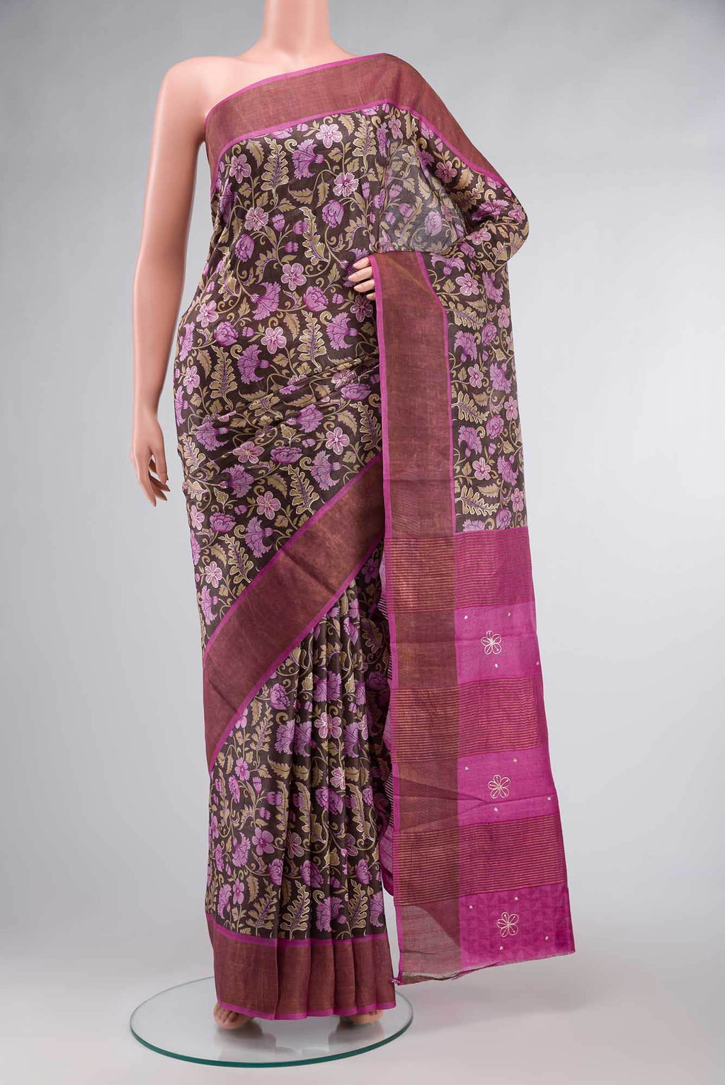 Brown Bhagalpuri Tussar Silk Saree