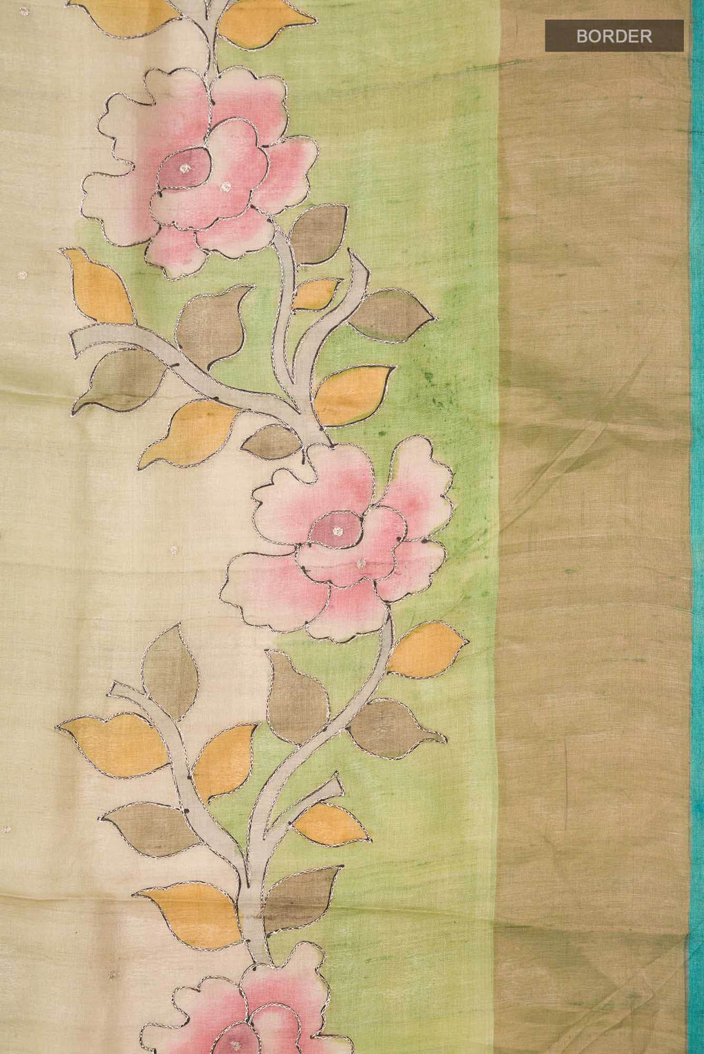 Green Bhagalpuri Tussar Silk Saree