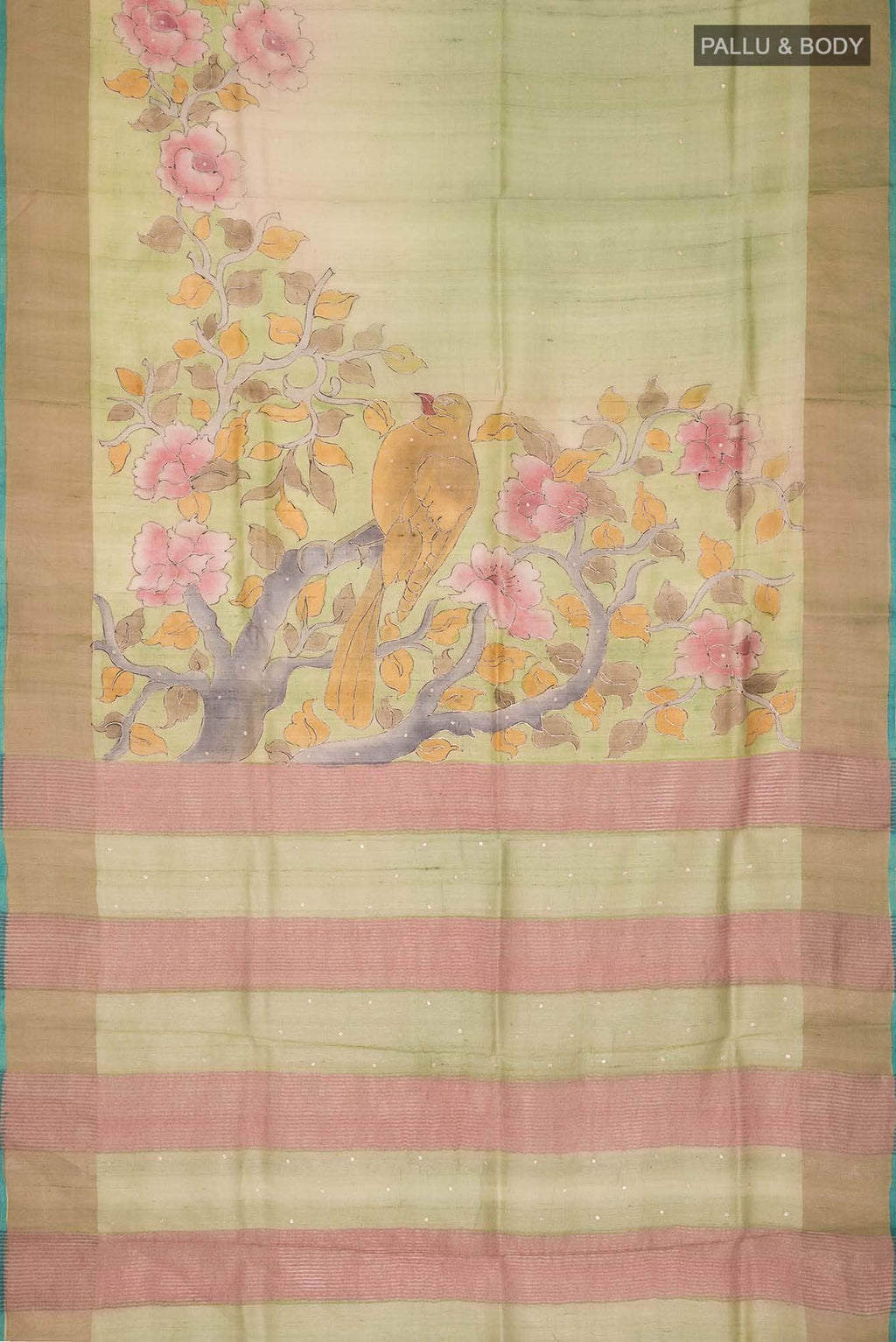 Green Bhagalpuri Tussar Silk Saree