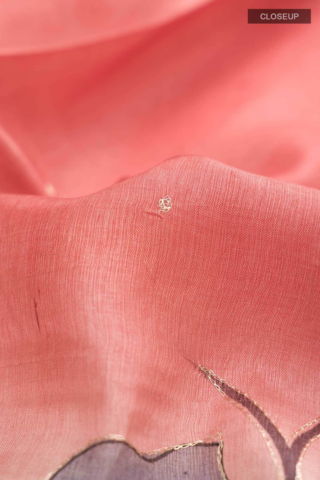 Coral Bhagalpuri Tussar Silk Saree