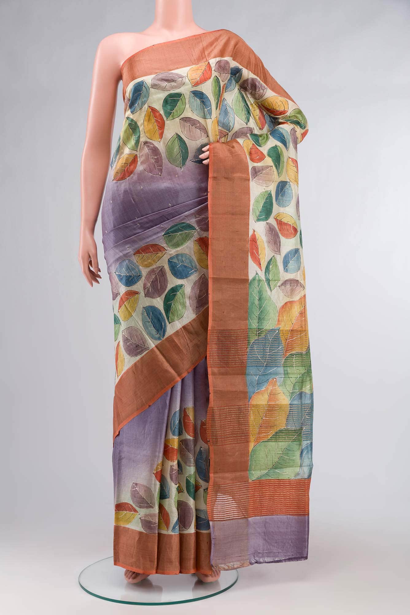 Lilac Bhagalpuri Tussar Silk Saree