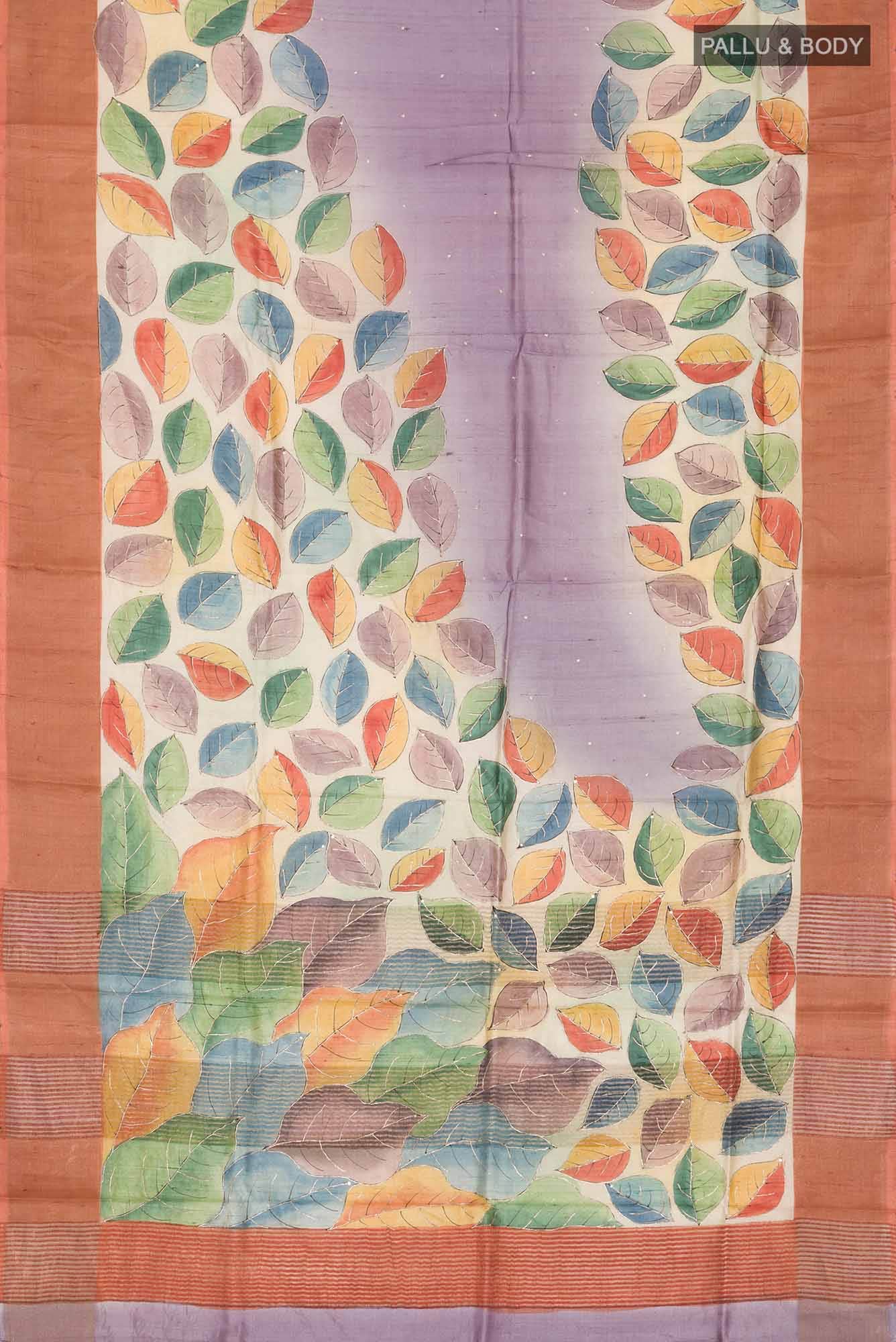 Lilac Bhagalpuri Tussar Silk Saree