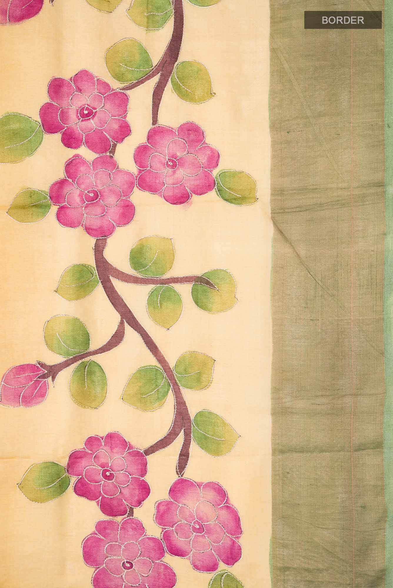 Yellow Bhagalpuri Tussar Silk Saree