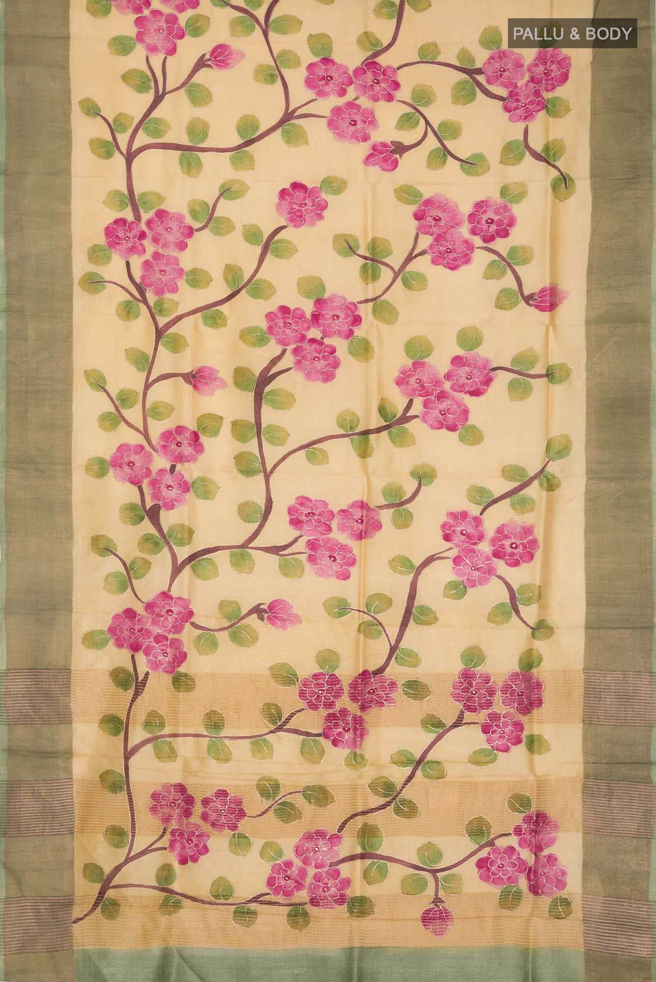 Yellow Bhagalpuri Tussar Silk Saree