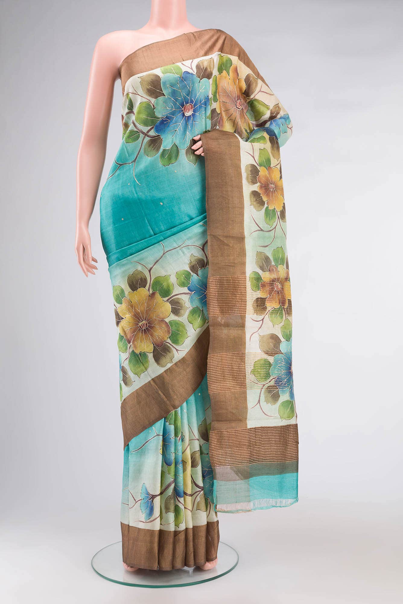 Blue Tussar Saree