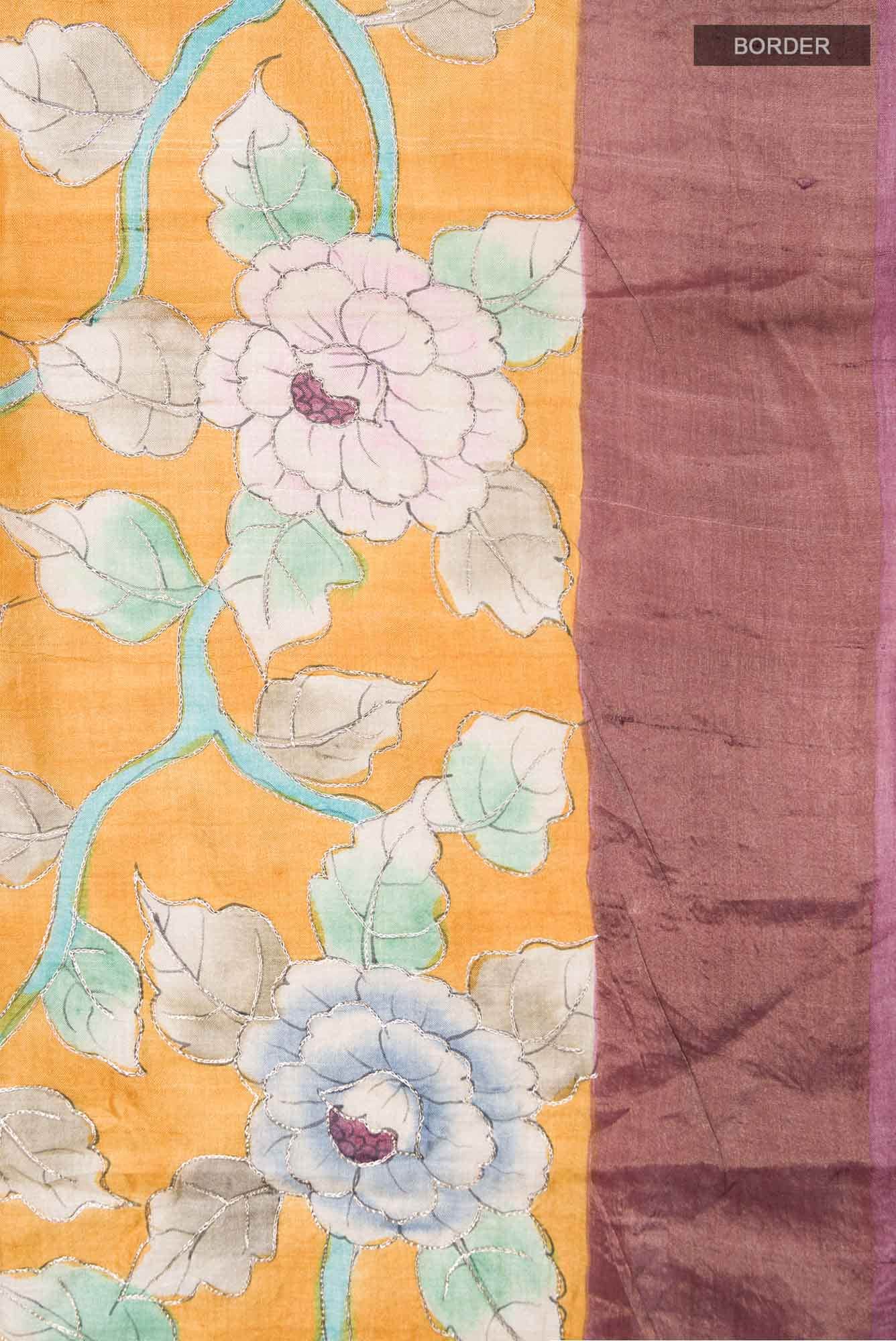 Mustard Tussar Saree