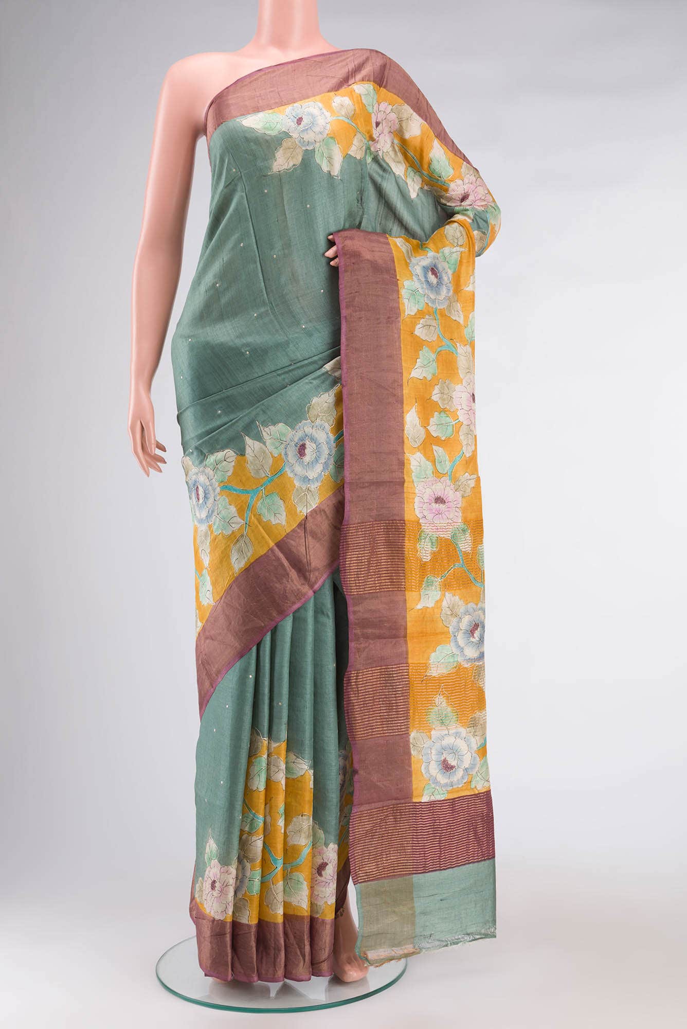 Mustard Tussar Saree