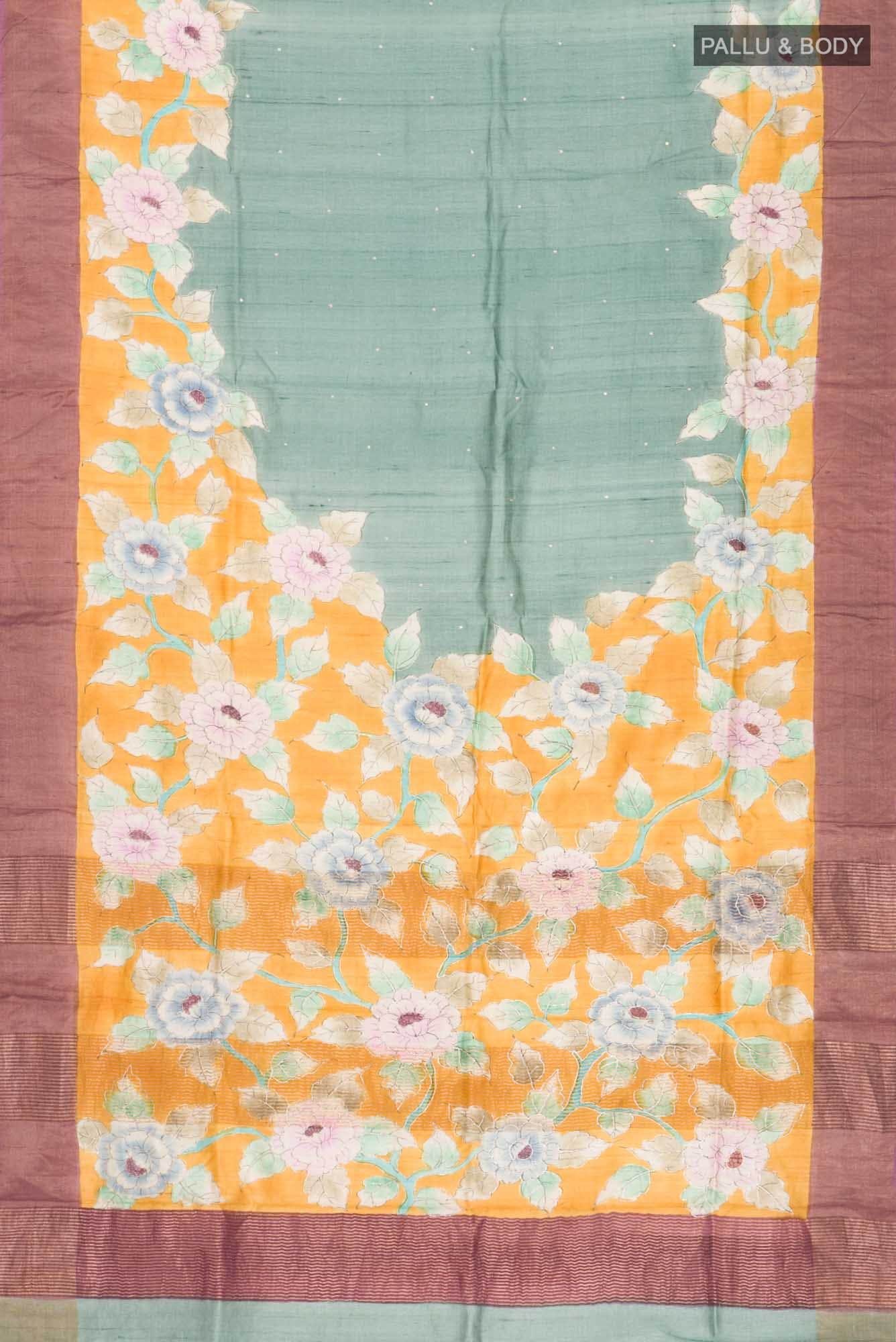 Mustard Tussar Saree