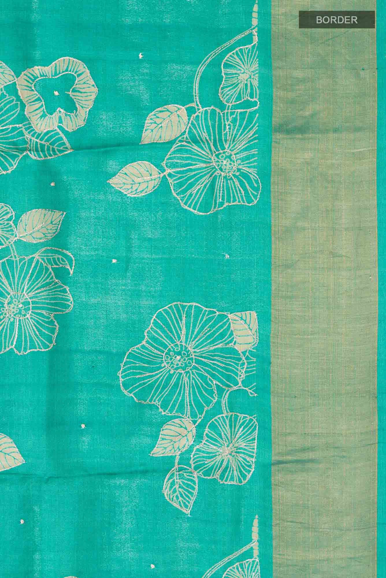 Teal Bhagalpuri Tussar Silk Saree